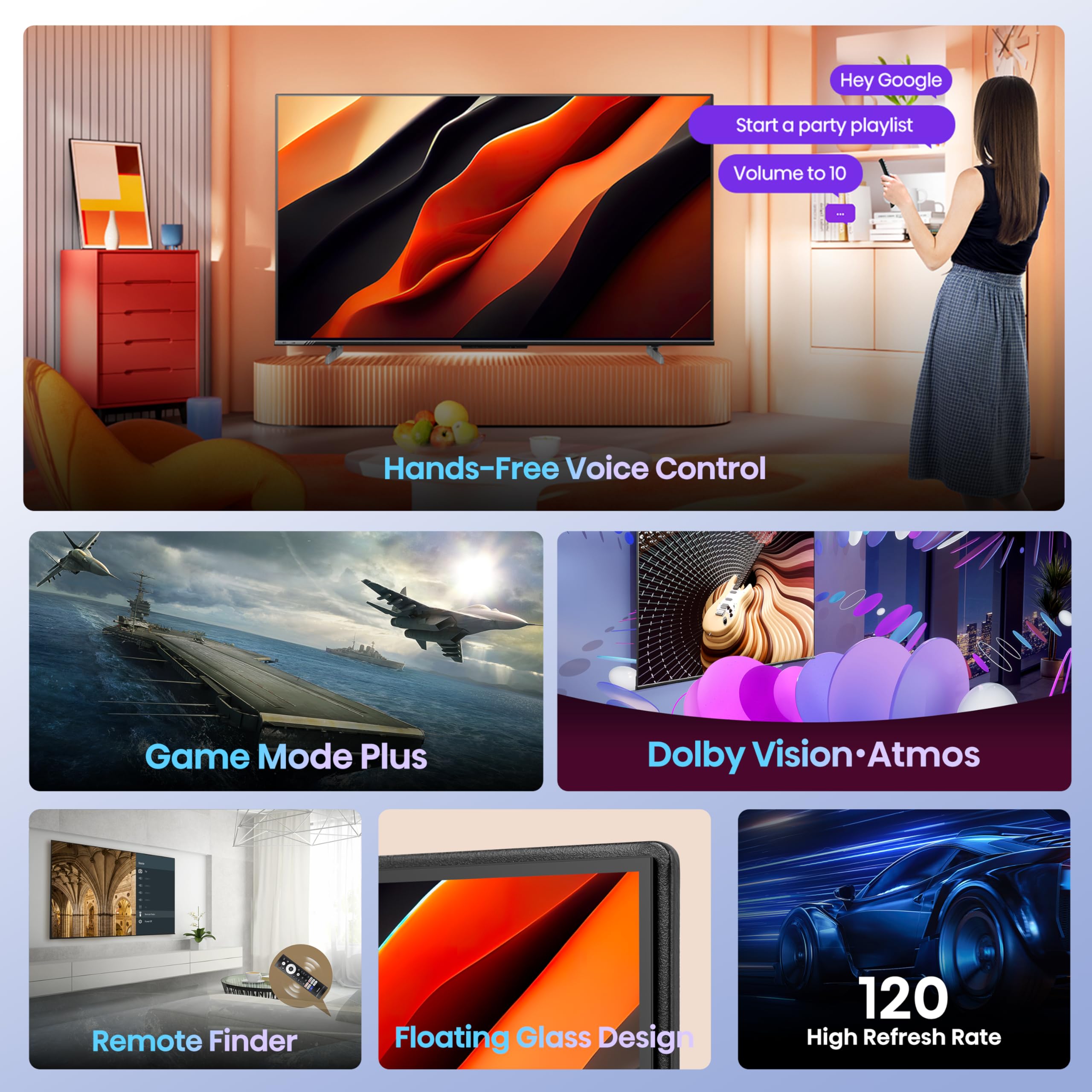 Hisense 108 cm (43 inches) Bezelless Series 4K Ultra HD Smart LED Google TV 43A6K (Gray) 2