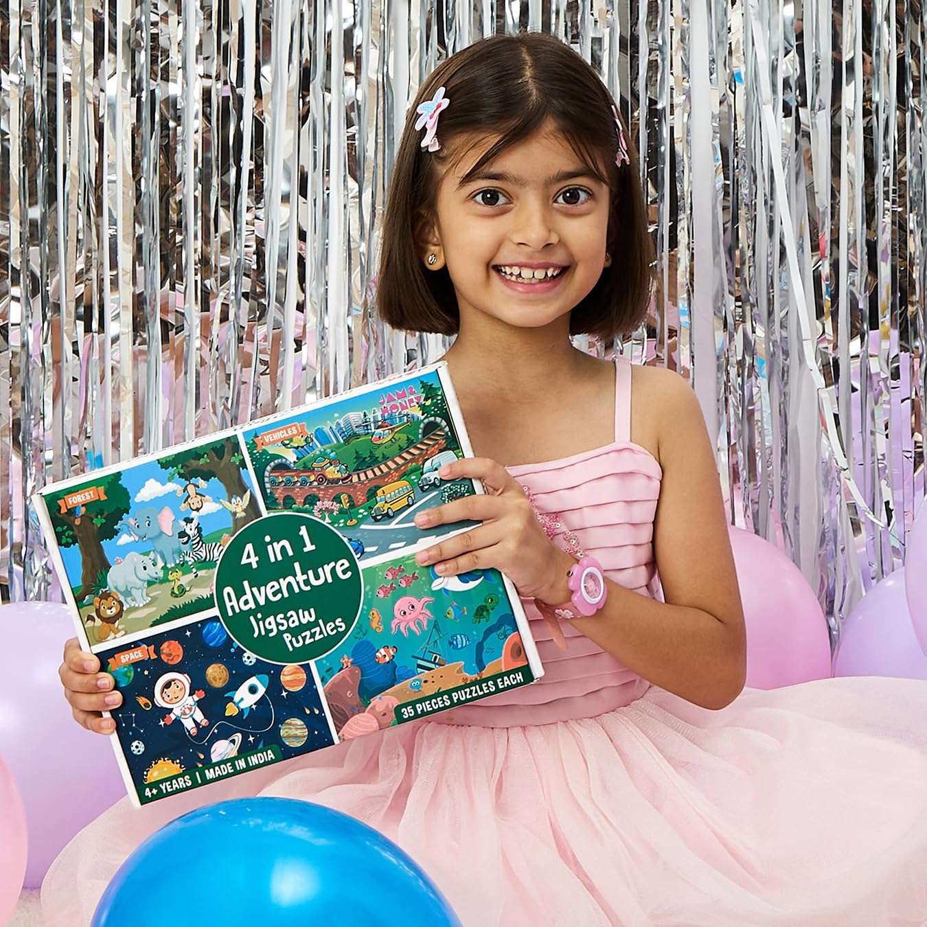 Amazon Brand - Jam & Honey 4 in 1 Adventure - Puzzles for Kids | 35-Piece Puzzles | Educational Toy for Cognitive Development | Vibrant Colors 6