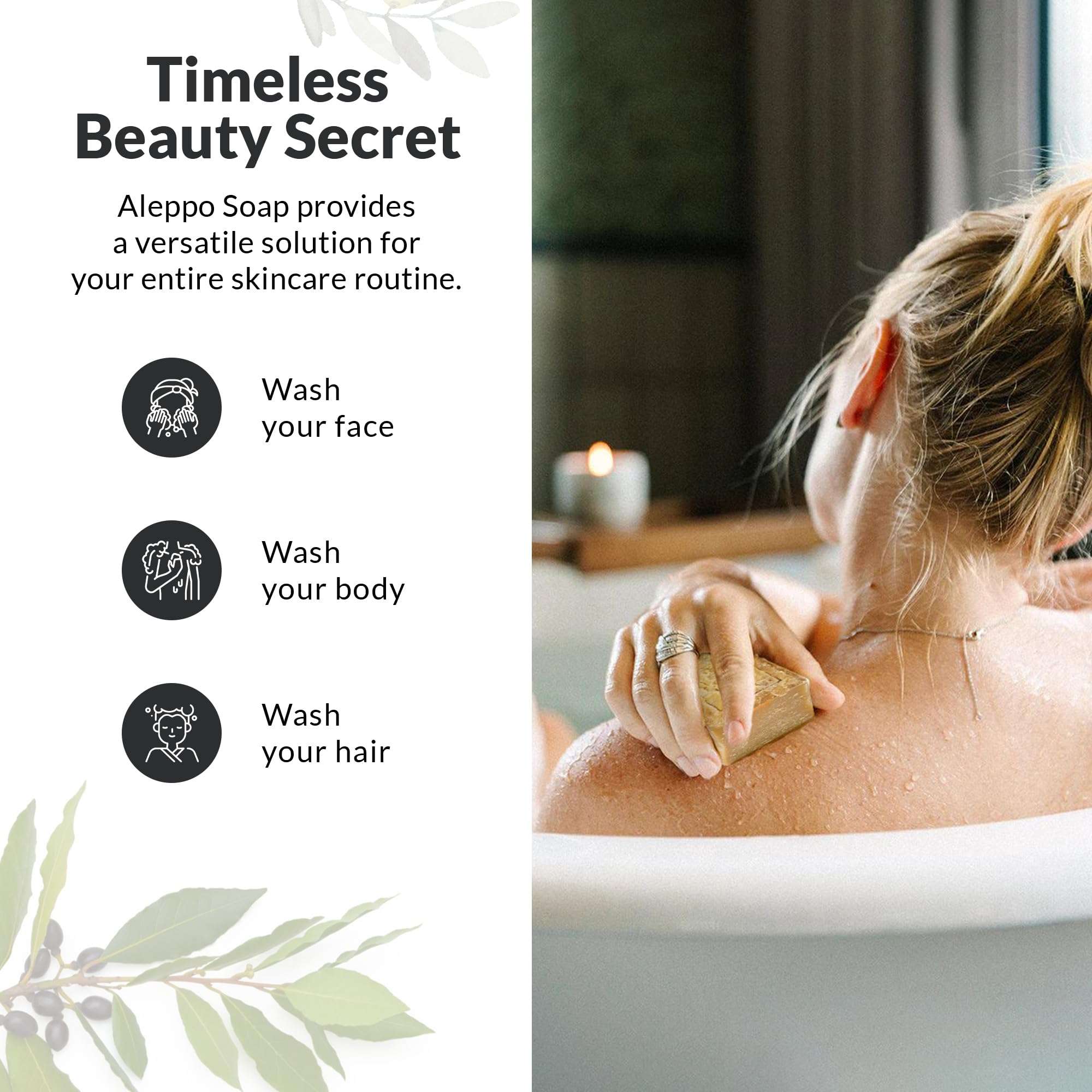 Natural Aleppo Soap – 5% Laurel Oil & 95% Olive Oil, Vegan, Gentle Hydrating Cleanser, Eco-Friendly & Handmade, Versatile for Face, Body & Hair, Suitable for All Skin Types 5