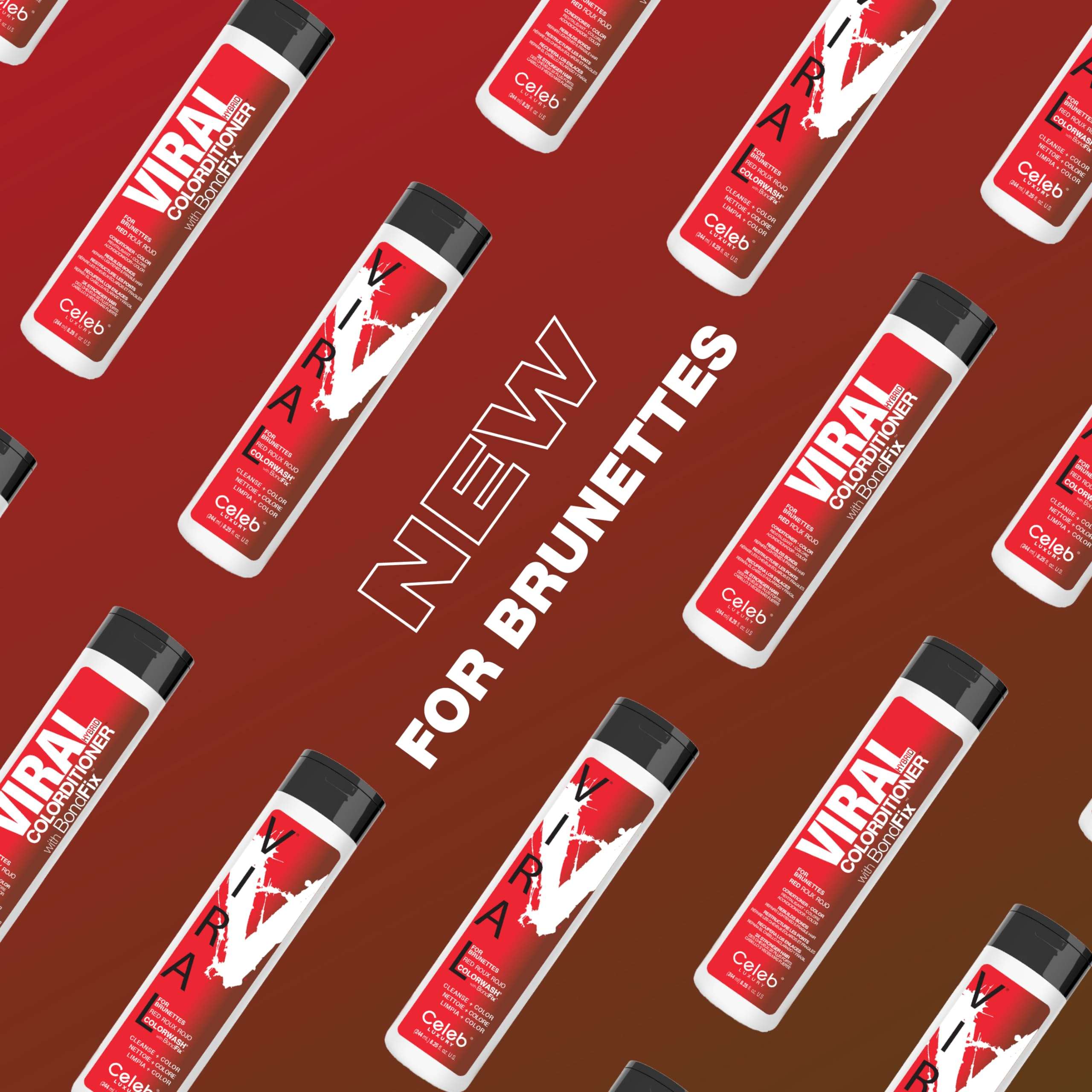 Celeb Luxury Red Duo Color Depositing Colorwash Shampoo & Conditioner Set for Brunettes + Bondfix Bond Rebuilder, Semi Permanent Hair Color, Vegan Hair Dye 3