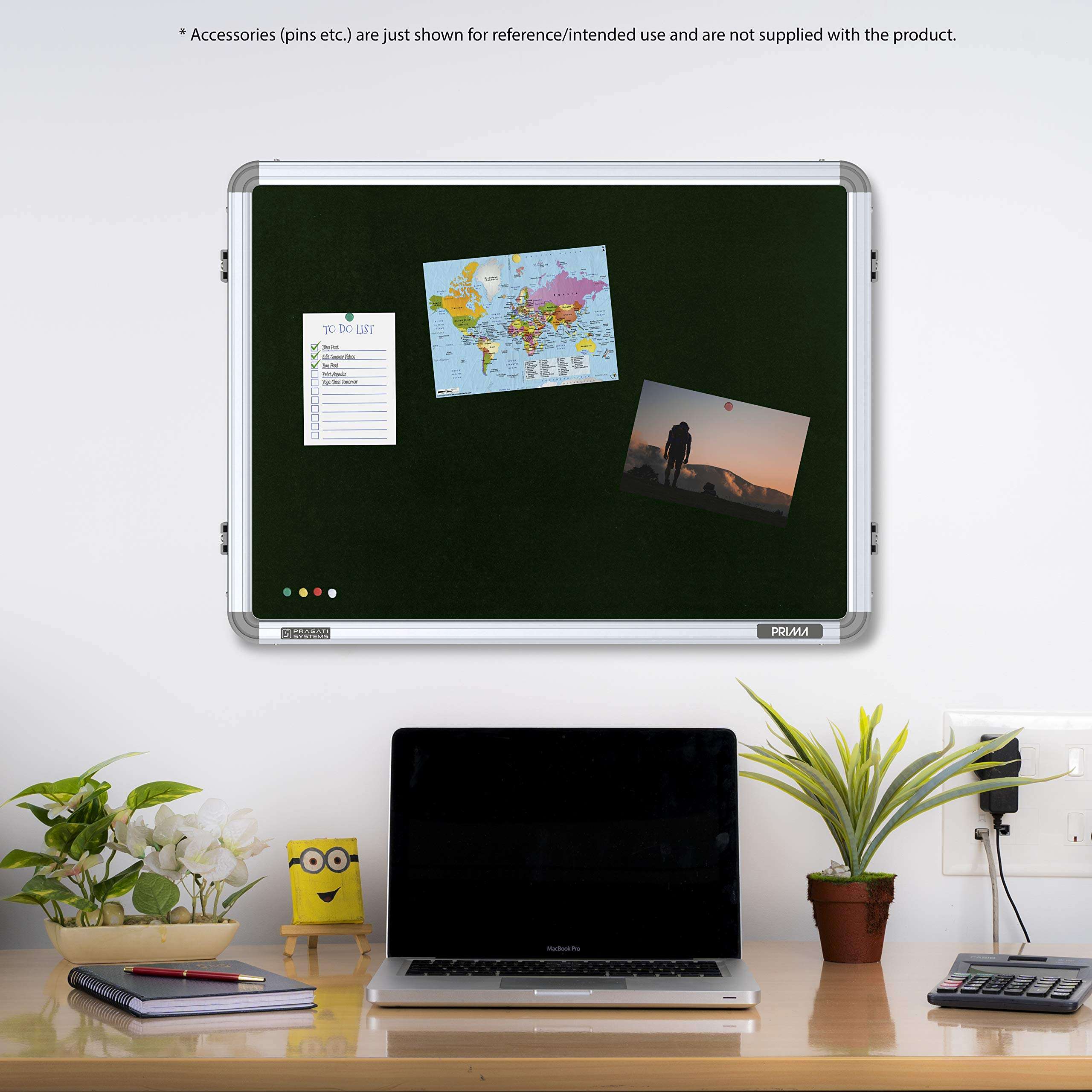 Pragati Systems® Prima Pin-up Display Board for Home, Kids, Office & School (PPUG4560), Heavy-Duty Aluminium Frame, 1.5x2 Feet, Green (Pack of 1) 4
