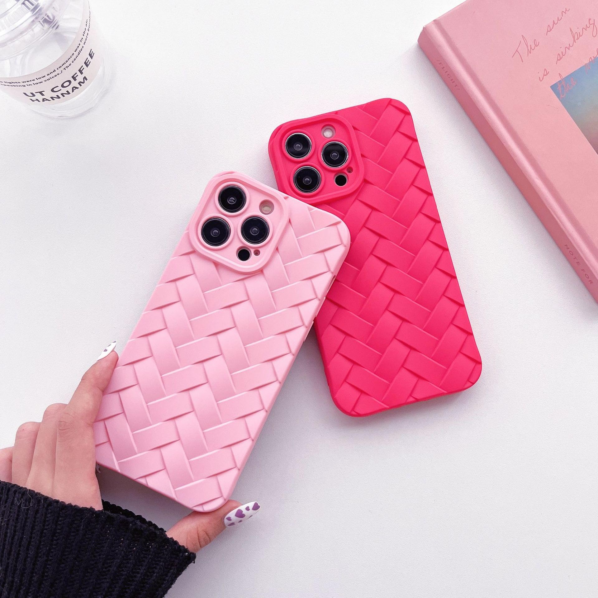 Retro Weave Pattern Solid Color Phone case, TPU Material, Simple and Atmospheric, Anti-Drop, Color Variety, for iPhone 15 14 13 12 11 Pro Max Plus Phone case (Green,iPhone 12 Pro) 4