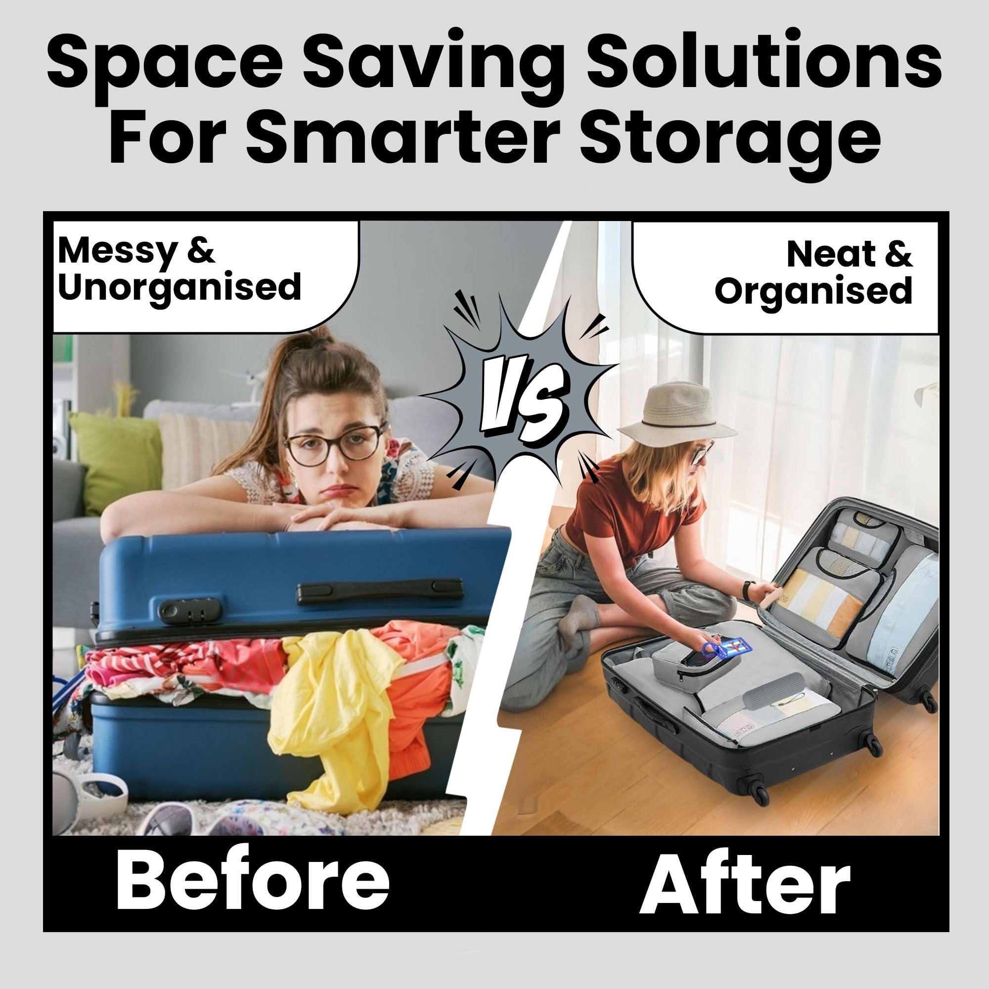 Oceanevo Set of 10 Packing Cubes with Luggage Tag and Toothbrush Holder, Travel Organiser Bags for Luggage, Suitcase Organizer for Travelling for Clothes, Shoe and Lingerie - Model 2.0 - Grey 6