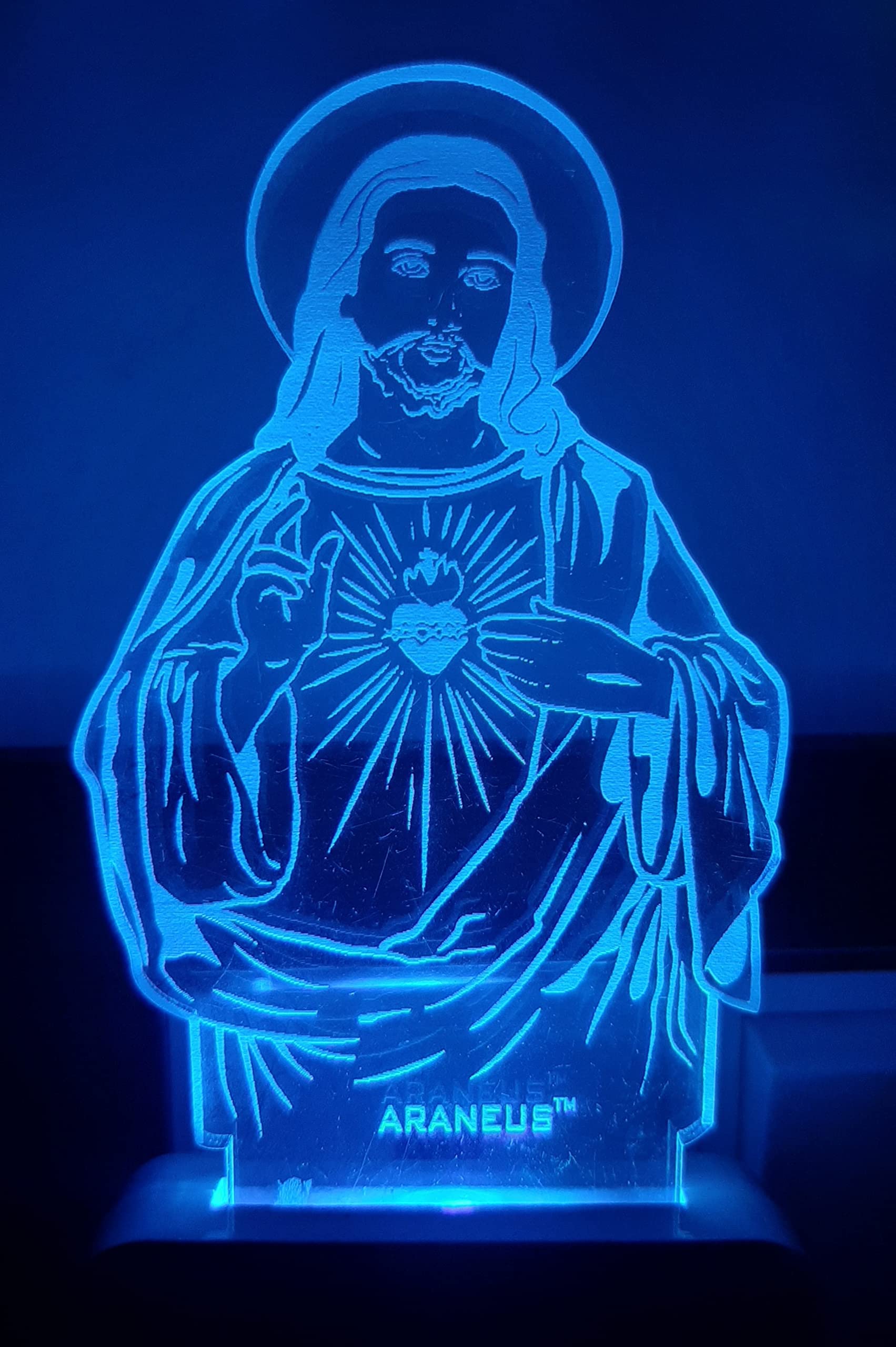 The Antique Gallery Jesus Christ Christian Lord 3D LED Night Lamp Illusion Acrylic Multi Colour Changing Small Portable Light Christmas Gifts Wall Night Light (10 cm, White) 01 4