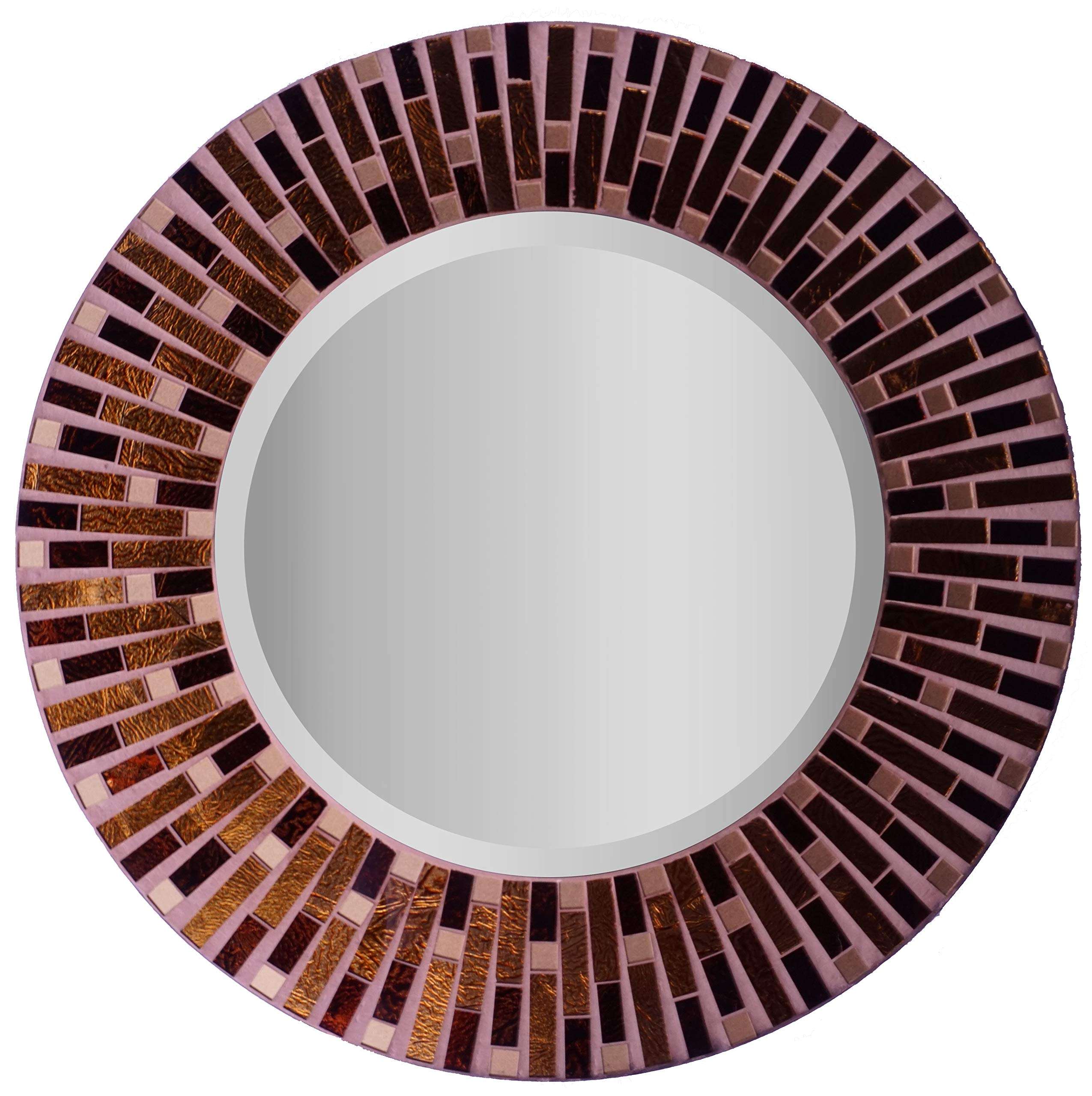 Lulu Decor, Amber Rays Mosaic Wall Mirror, Decorative Beautiful Round Beveled Wall Mirror, Frame Measures 16", Beveled Mirror Measures 9.5" (LP84M) 1