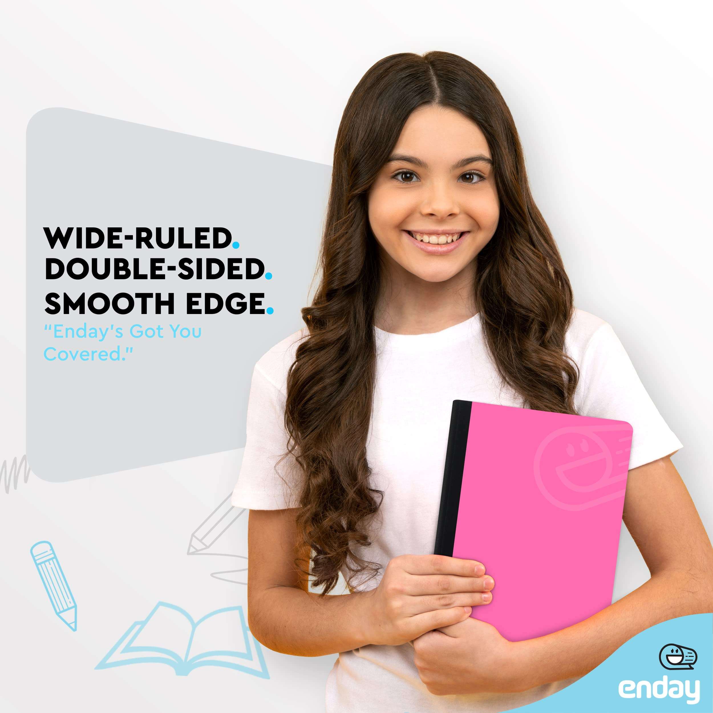 Enday Composition Notebooks Wide Ruled Paper, Hard Cover Composition Notebook, Premium Lined Composition Books, 100 Sheets Ruled Notebook, Pink and Yellow (2 Pack) 3