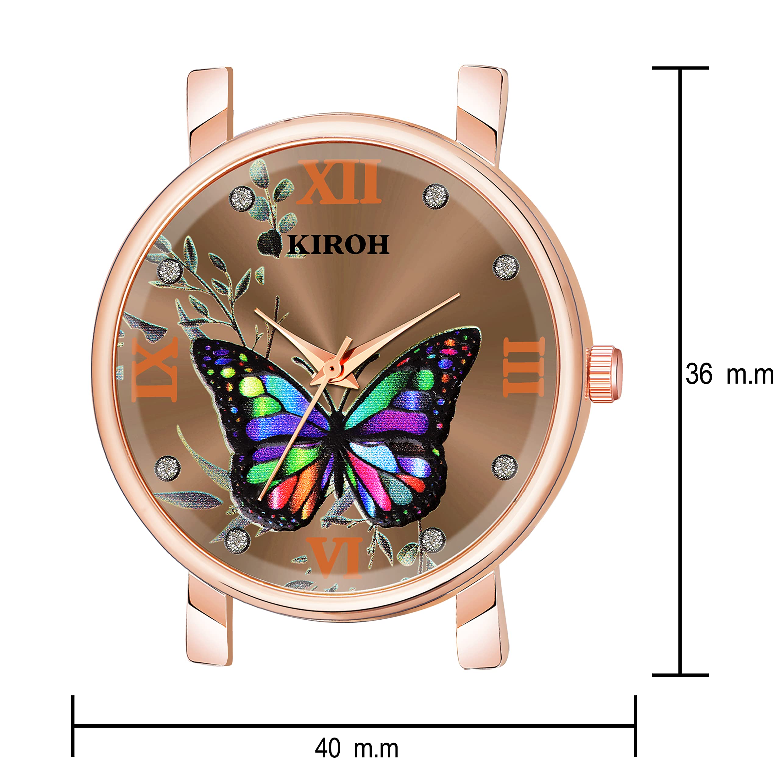 KIROH Analogue Butterfly Dial Unique Designer Leather Belt Women's and Girl's Watch (Brown) 3