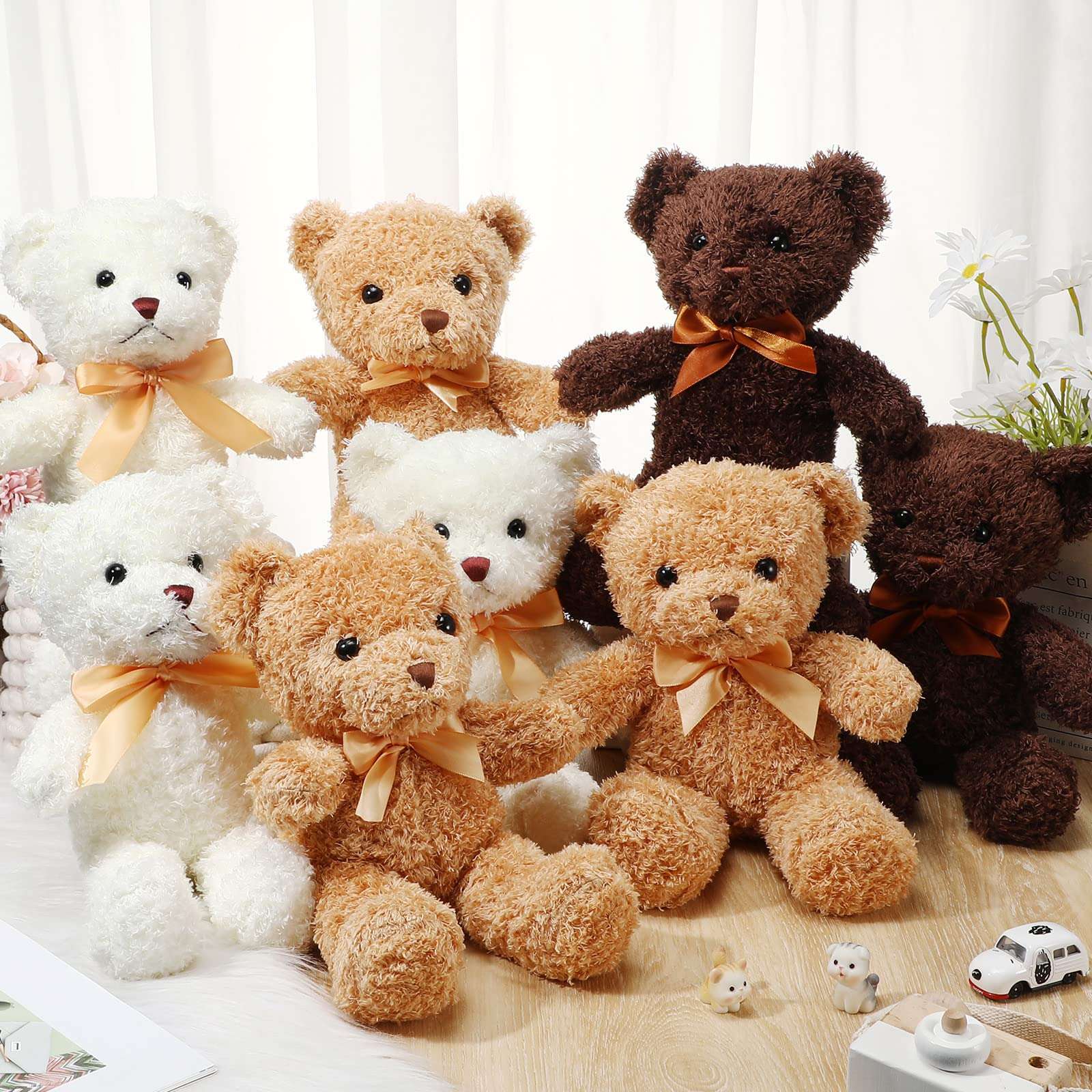 HyDren 8 Packs Cute Bear Stuffed Animals 12 Inch Soft Plush Stuffed Bears Plush Dolls with Bow Ties for Kids Boys Girls Baby Shower Birthday Party Gift Favors(Assorted Colors) 6