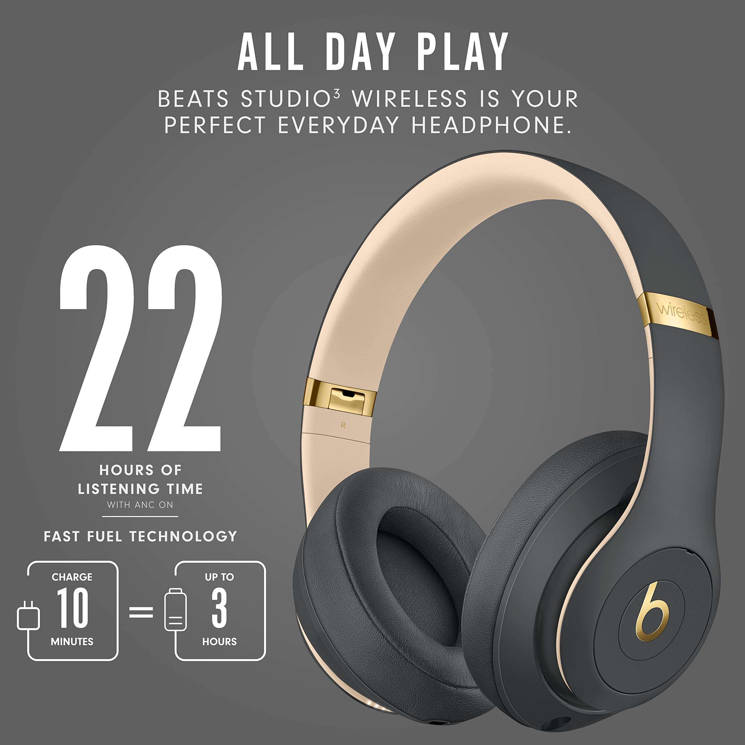 Beats Studio3 Wireless Headphones – The Beats Skyline Collection - Shadow Gray (Latest Model) (Renewed) 4