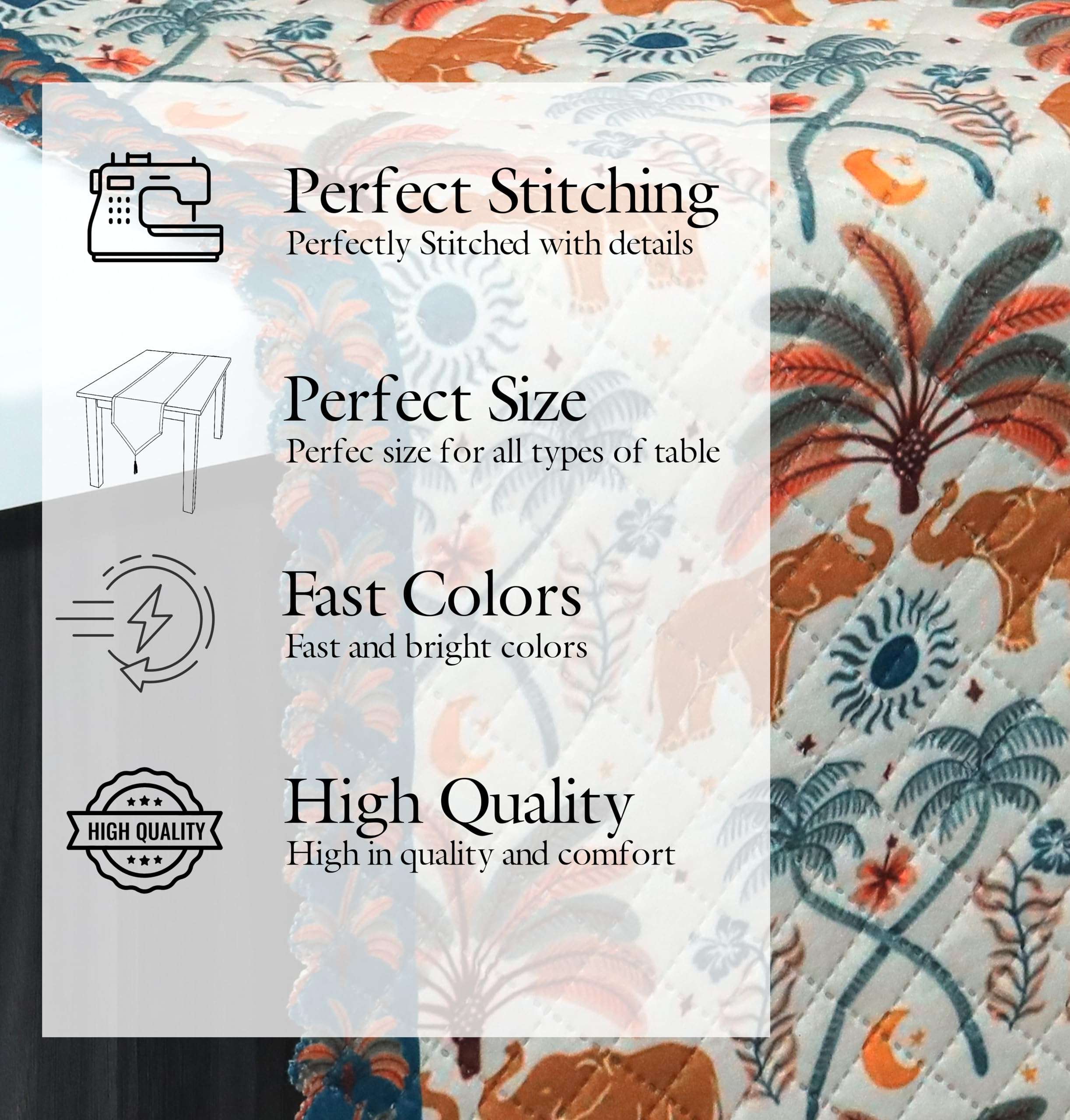 RVS Decor New Launch Printed Soft Feel Table Runner | Standard Fabric – Perfect for 4-6 Seater Dining & Kitchen Tables, Timeless Design for Parties & Family Dinners | Size 13 x 72 Inch (Cream) 5