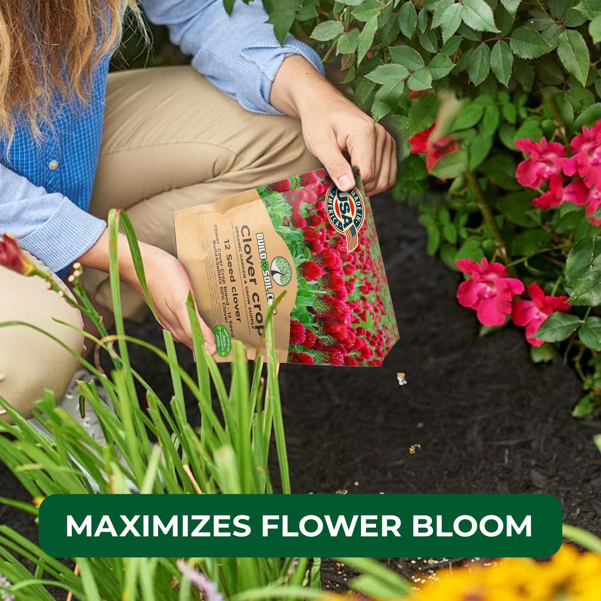 BuildASoil No-Till Clover Seed Cover Crop Blend 12 Species Cover Crop Seed Mix Premium Clover Seeds for Lawn - Plants Friendly Cover Crop for Garden - 60% Clover (3 lb Bag) 3