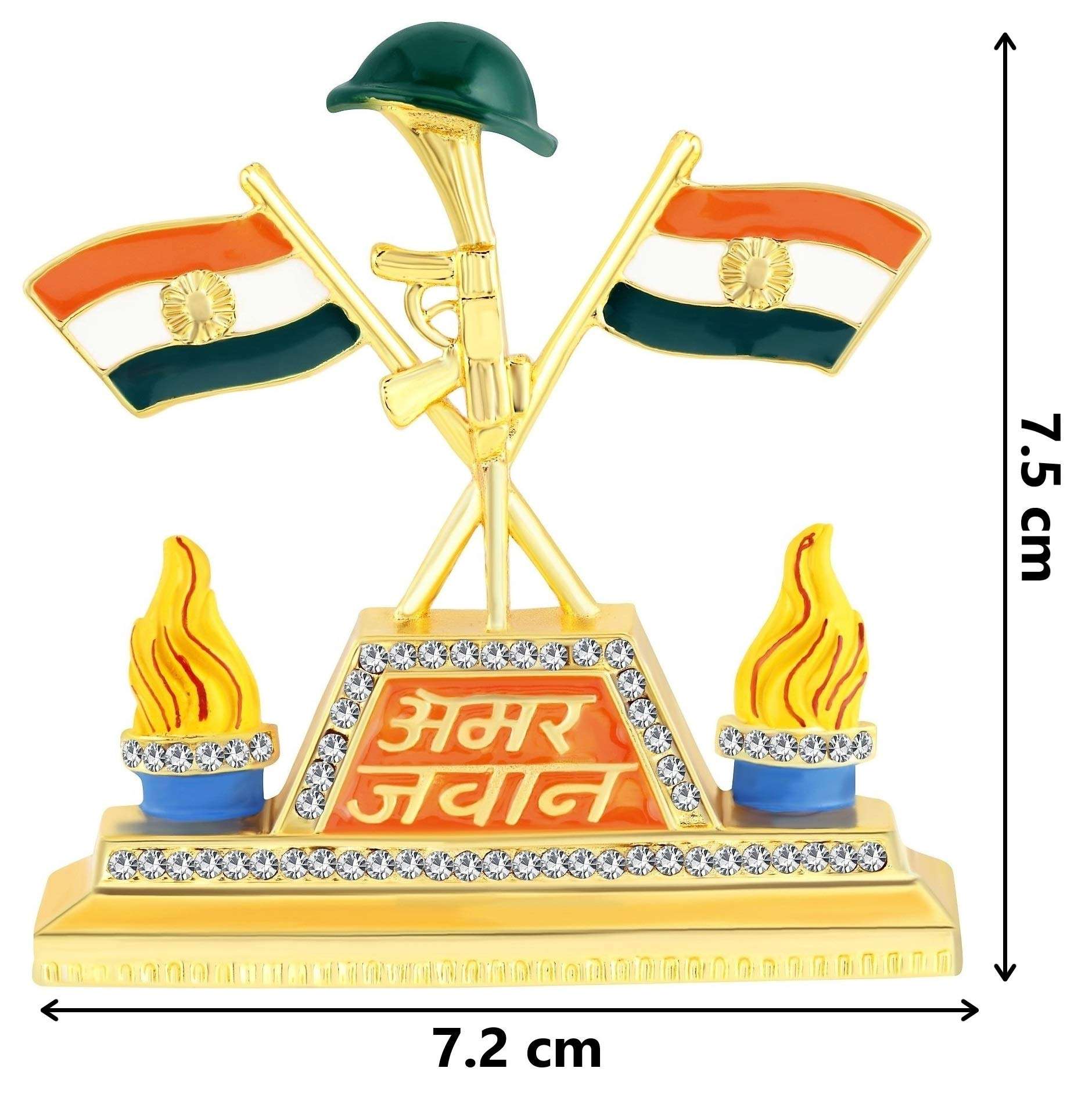 Relicon Tricolor Indian Flag Idol Tiranga Amar Jawan Soldier (R-54) Metal Showpiece for Car Dashboard | Home Decor | Office Table Showpiece (L*B*H-7.2 x 1 x 7.5 Cm) 3