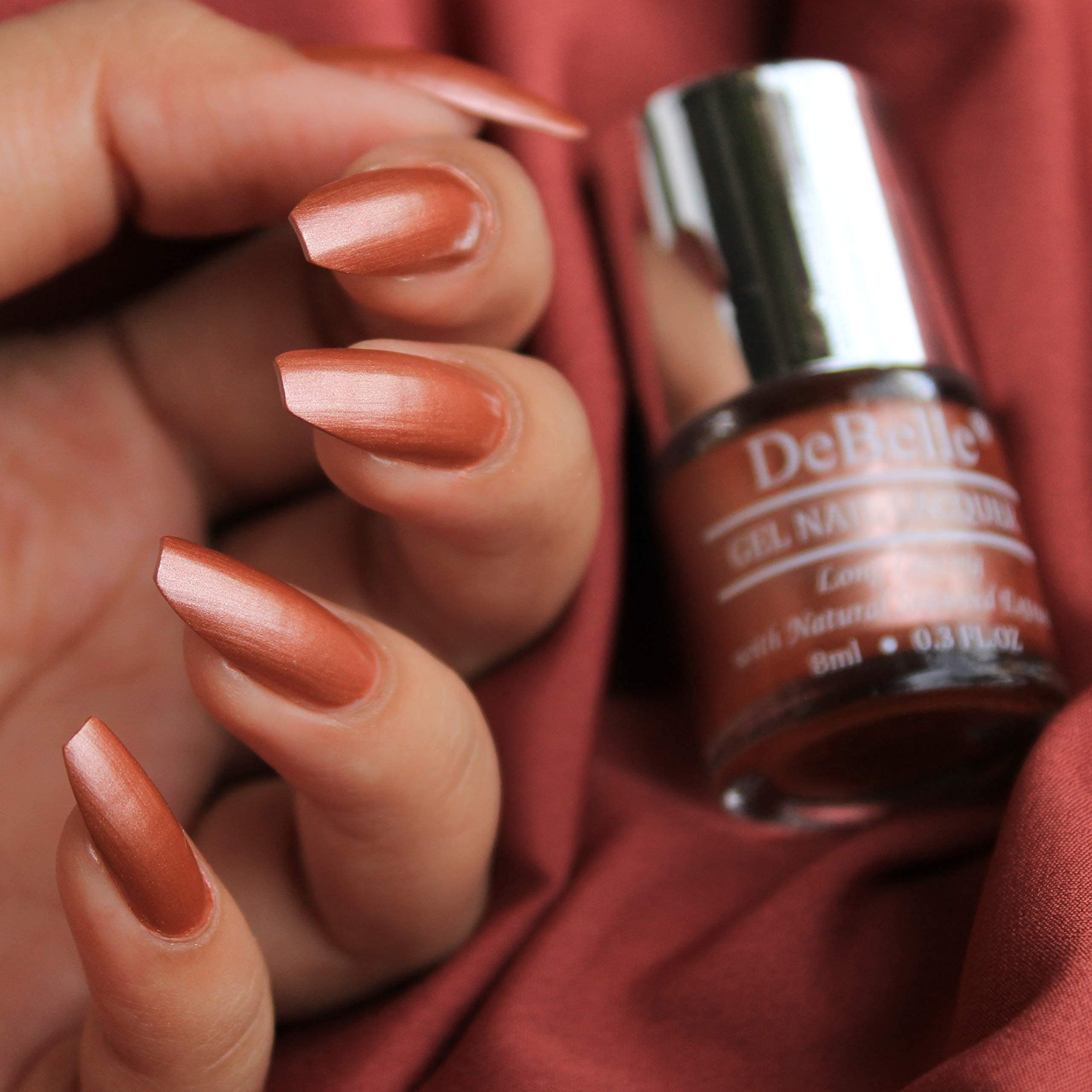 DeBelle Gel Nail Polish - Roseate Gold (Metallic Rose Gold), 8 ml Enriched with natural Seaweed Extract, cruelty Free, Toxic Free 6