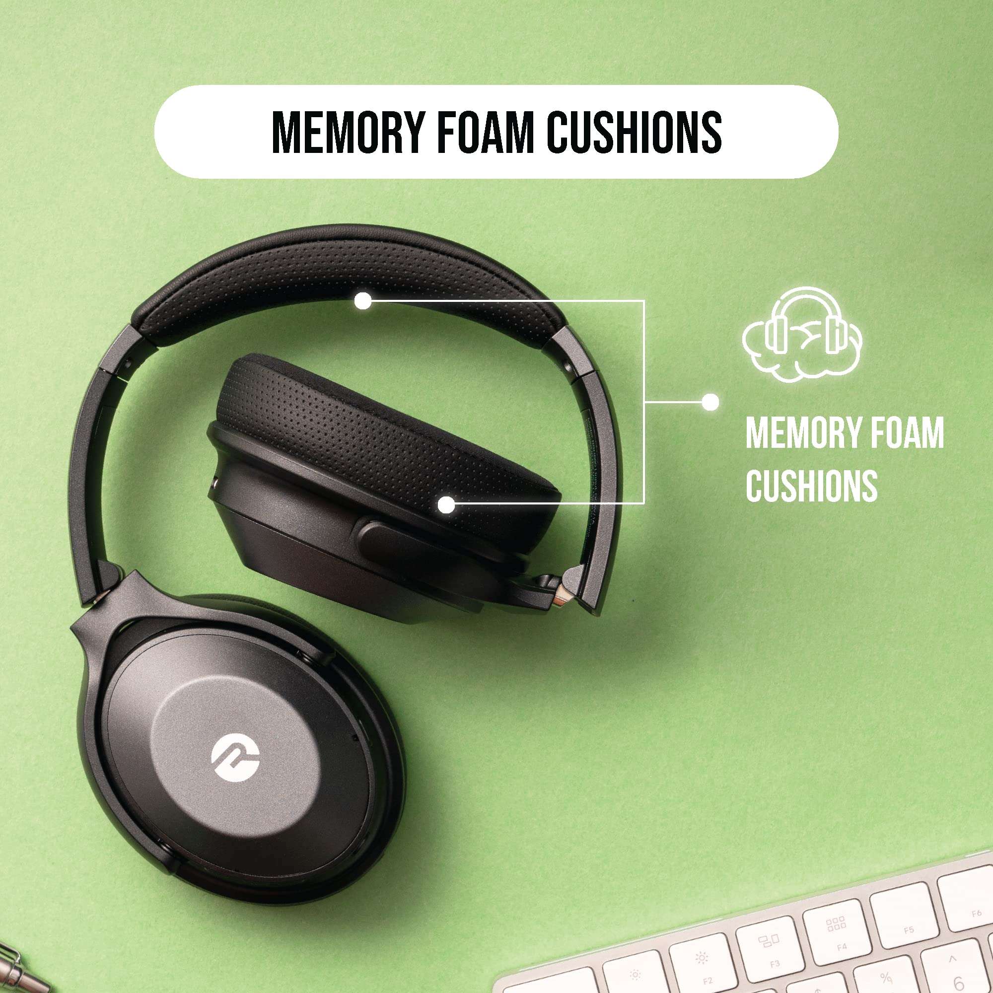 Raycon The Work Bluetooth Wireless Headphones with Detachable Mic, Active Noise Cancellation, 32 Hours of Battery, Memory Foam Cushions, with Talk, Text, and Play, Bluetooth 5.0 (Black) 4