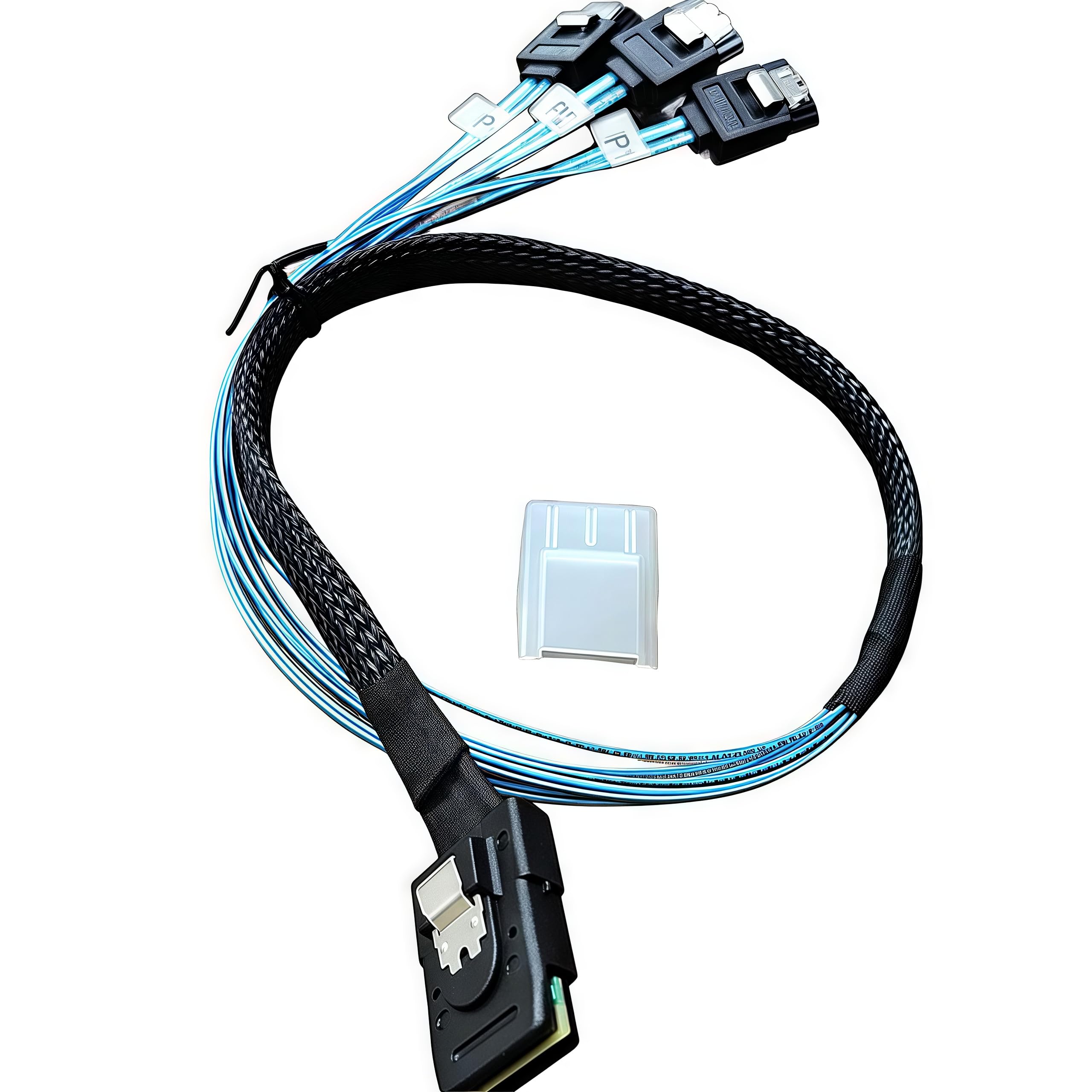 LANPAN 2PCS SFF-8087 to 4×SATA Forward Breakout Cable 1.6ft/0.5m – Mini SAS 36-Pin to 4×7-Pin SATA III 6Gbps, Locking Latches, Braided – for LSI/Broadcom HBA 9211-8i 9207-8i, NAS Server HDD SSD 4