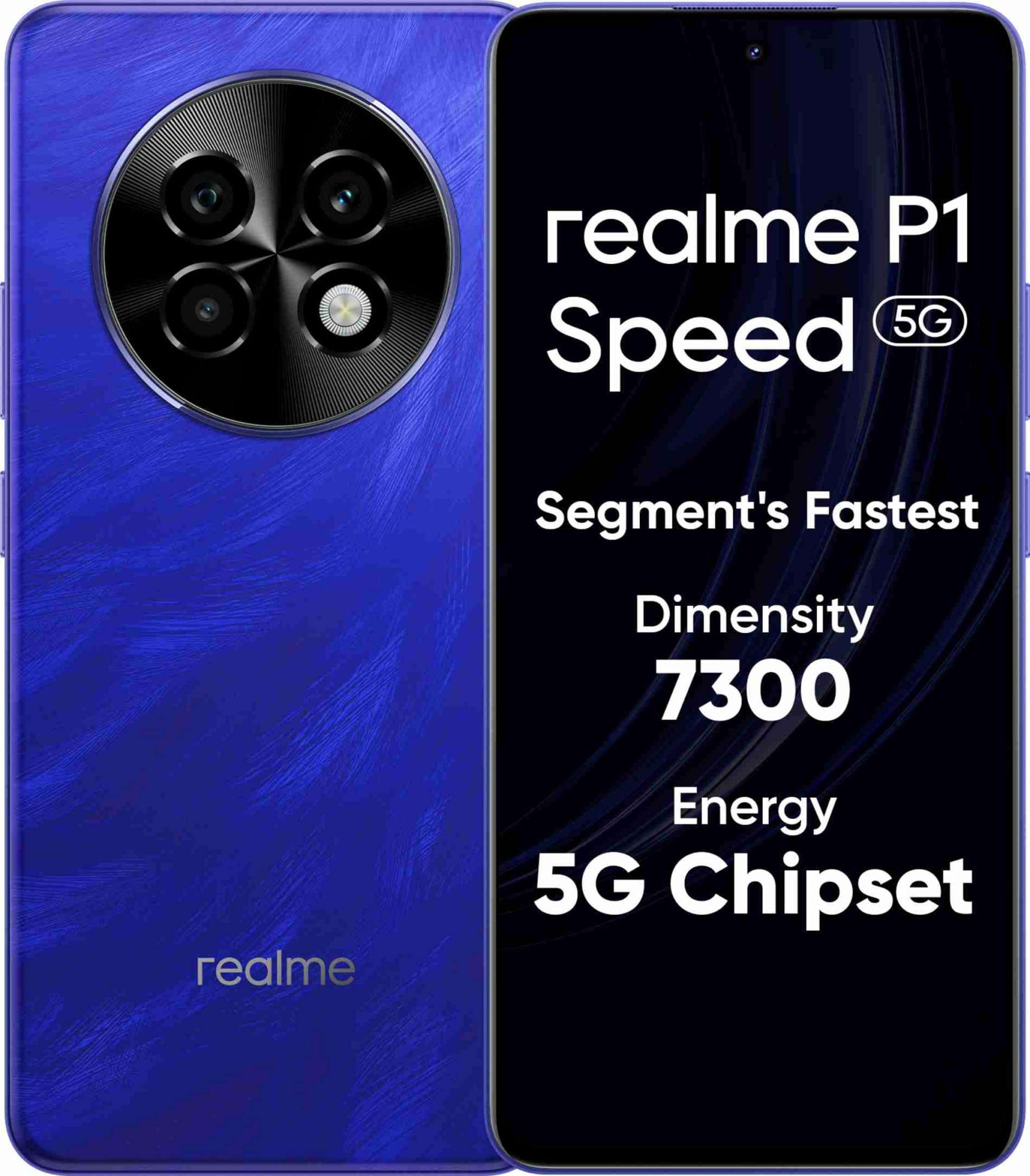 realme P1 Speed 5G (Brushed Blue, 8GB RAM, 128GB Storage) | 16GB DRAM | Expandable Upto 2TB | 6.67" Full HD+ Display | 50MP + 2MP Rear Camera | 16MP Front Camera | Dimensity 7300 Energy Processor 1