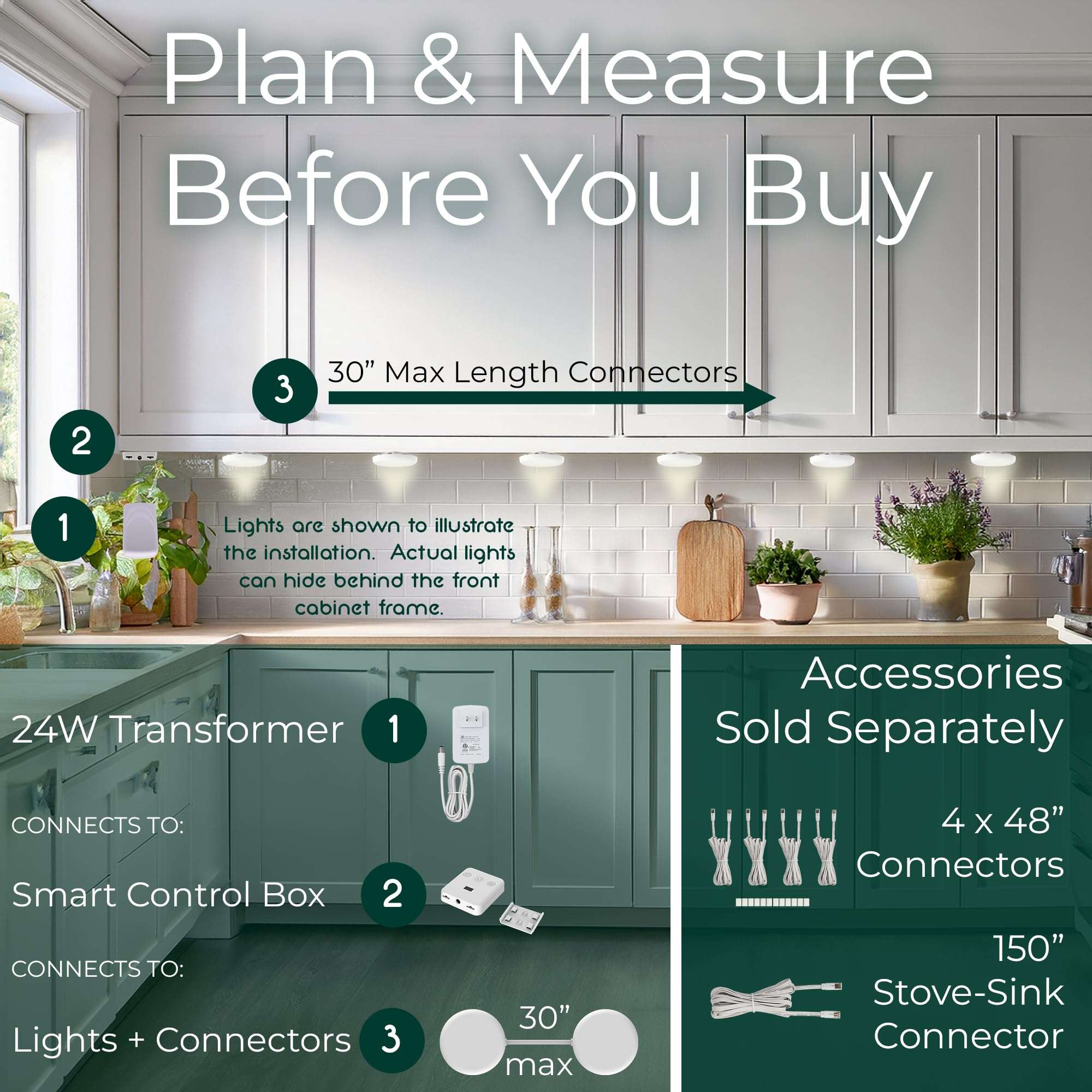 8 Puck Kit - Super Bright Wide Angle Light Spread - Smart Under Cabinet Lighting - 2700K-6500K - 95 CRI - WWA - Works With Alexa, Google, Apple - Matter Certified - Plug-In - Hands-Free Control Box 3