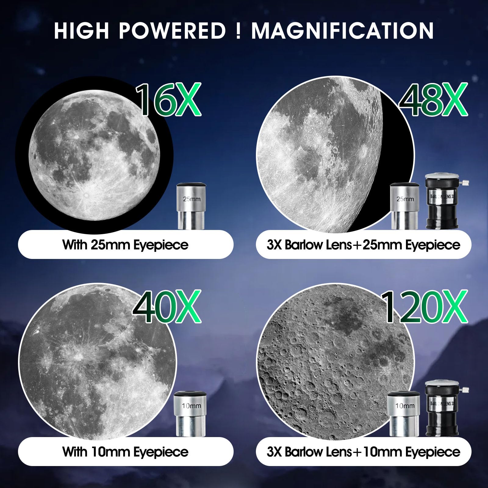 Telescope for Kids Adults Beginners,70mm Aperture 400mm Focal Length Telescopio for Astronomy, Multi Coated Travel Refractor Astronomical Telescopes with Wireless Remote 4