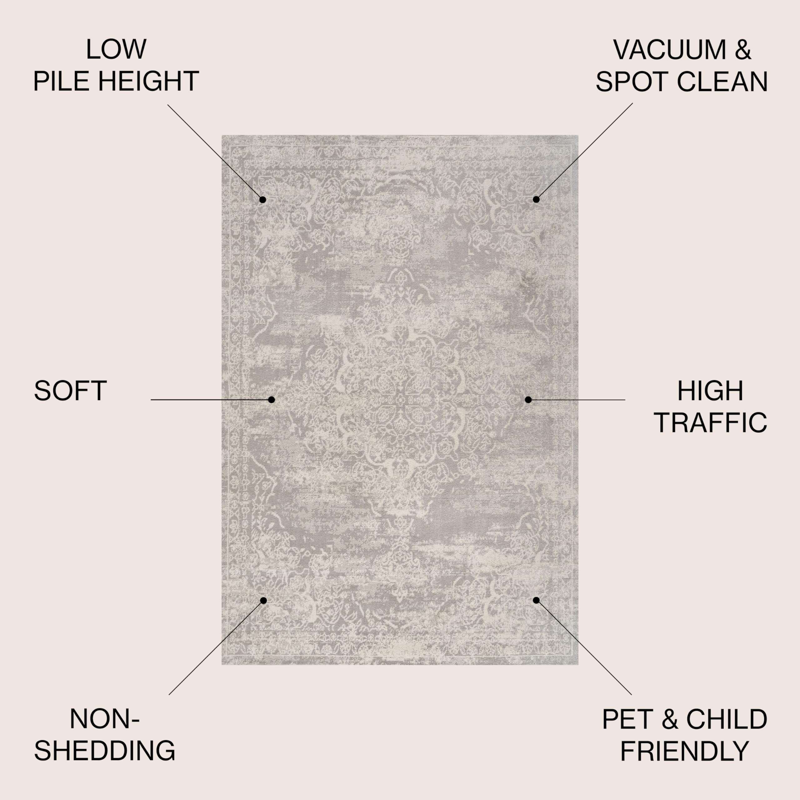 JONATHAN Y MDP400D-5 Alhambra Ornate Medallion Modern Indoor -Area Rug Vintage Bohemian Easy-Cleaning Bedroom Kitchen Living Room Non Shedding, 5 ft x 8 ft, Ivory 3