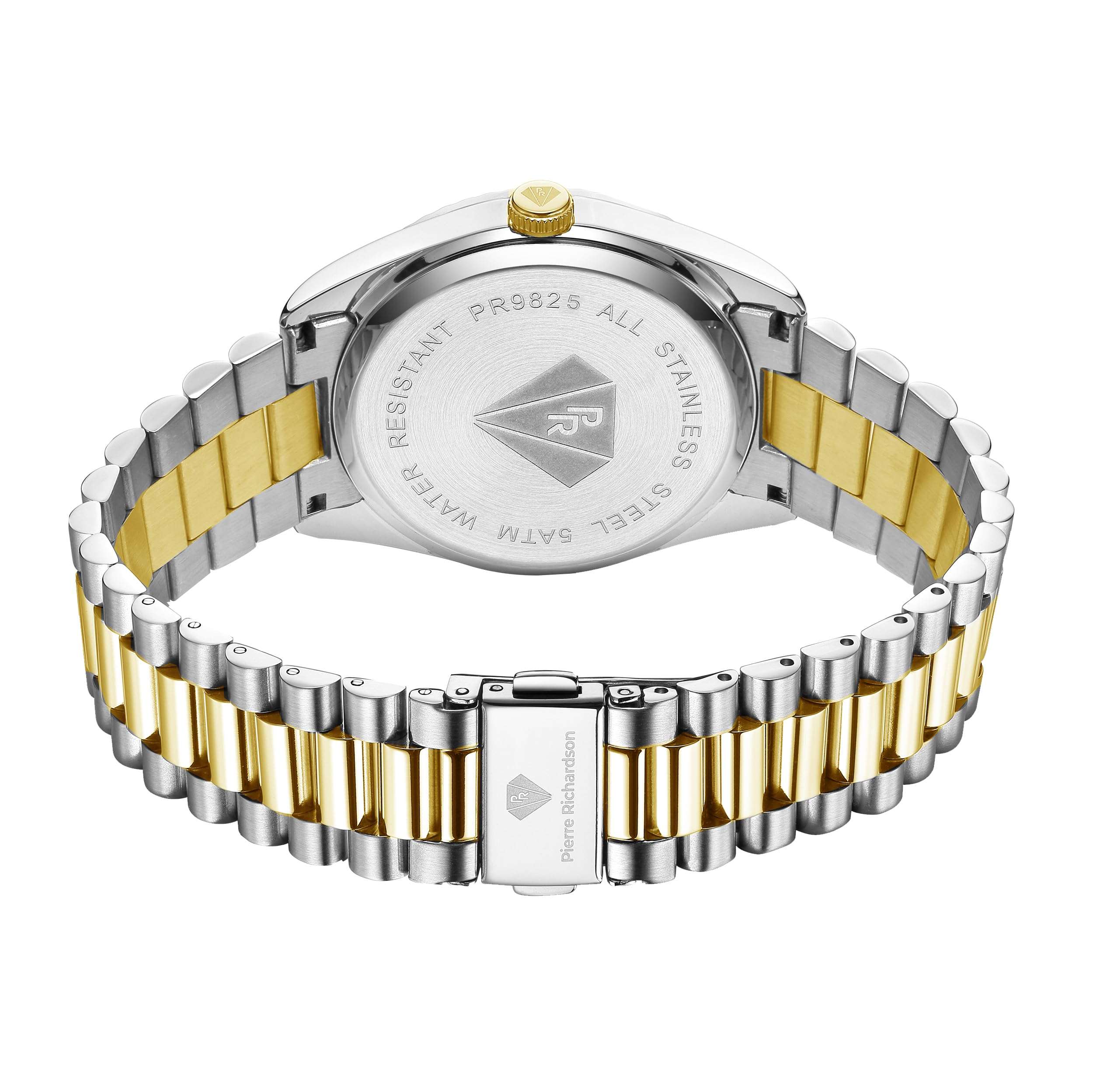PIERRE RICHARDSON Men’s Luxury Watch PR9825 – Silver & Gold Stainless Steel Japanese Quartz, 41mm, 5ATM Water Resistant, Scratch-Resistant Mineral Glass 5
