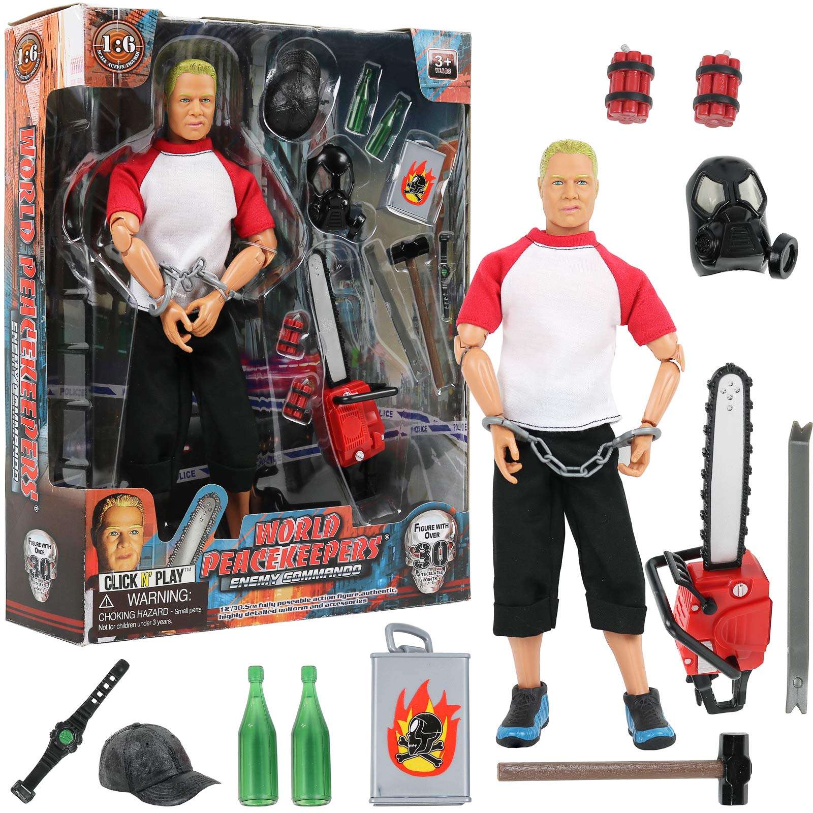 Click N' Play 12 inch Enemy Commando Action Figure with Tools & Accessories 12 pieces Play Set - Click N Play Military 12 Inch Army Action Figures 2