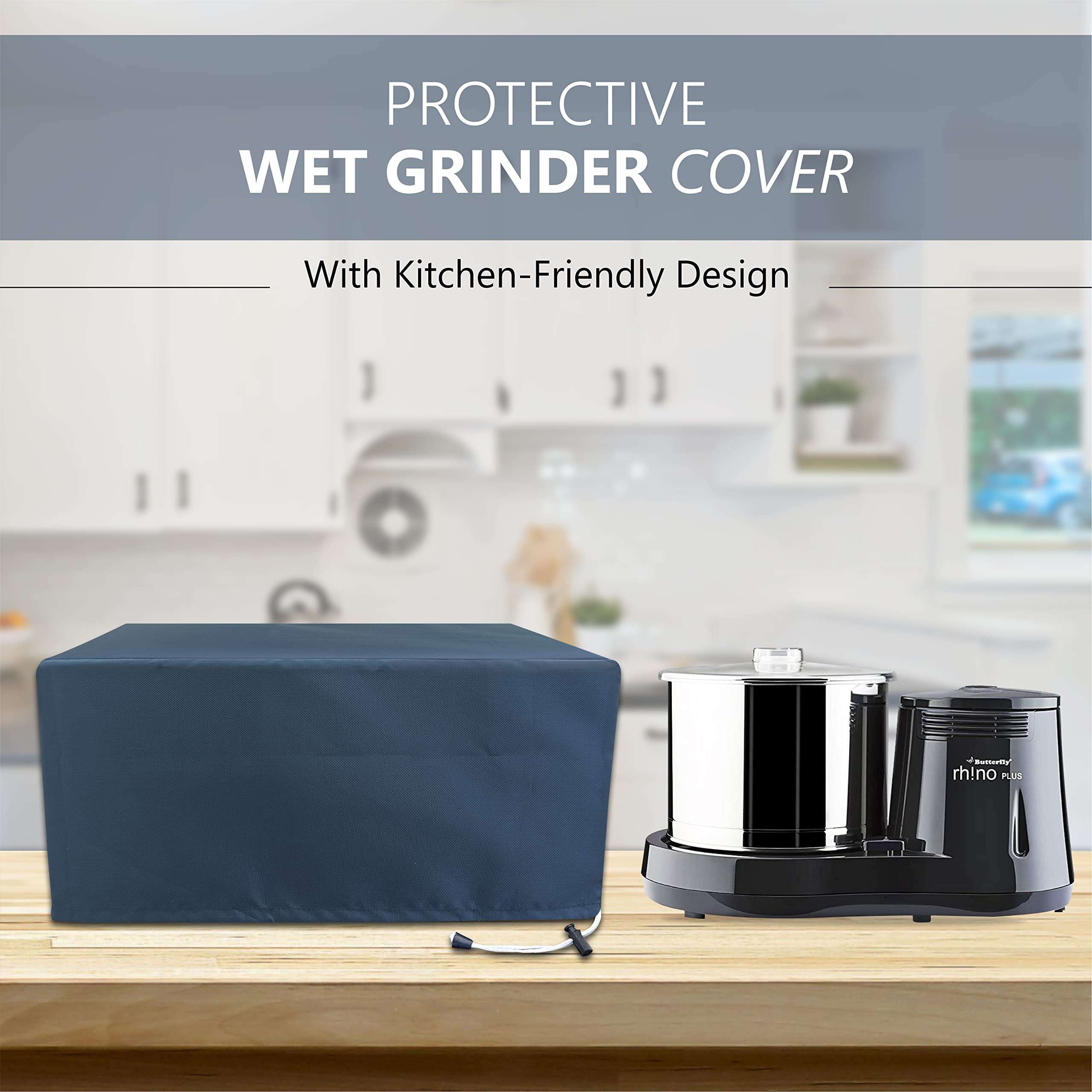 CRASOME Dust Proof Washable Kitchen Wet Grinder Cover for 2L Table Top Bajaj WX 1 | Bajaj WX 3 CSM-BJ (Blue) 3