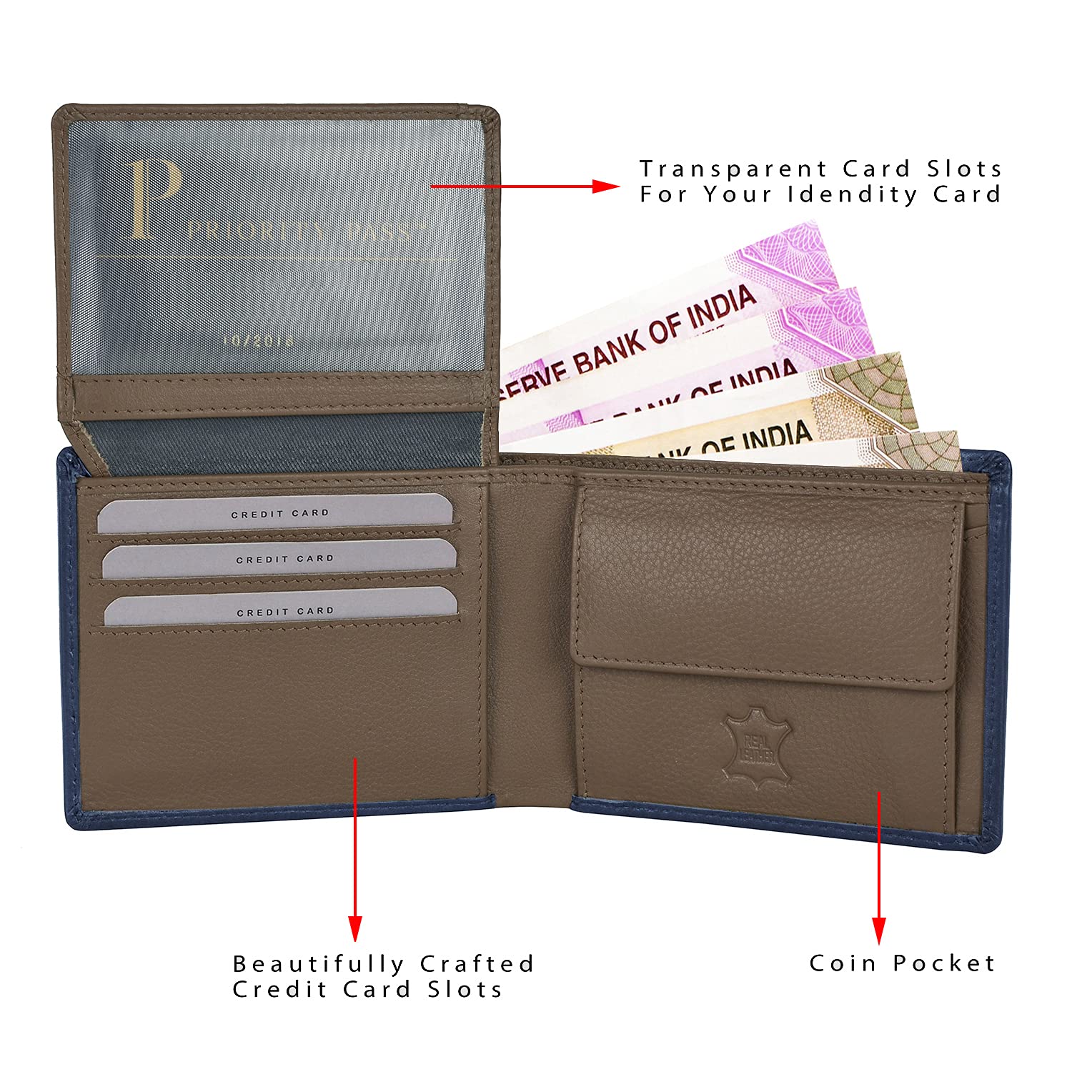 Rigohill Dusky Navy/ Mud Mens Leather Wallet | Leather Wallet for Men | RFID Mens Wallet 4