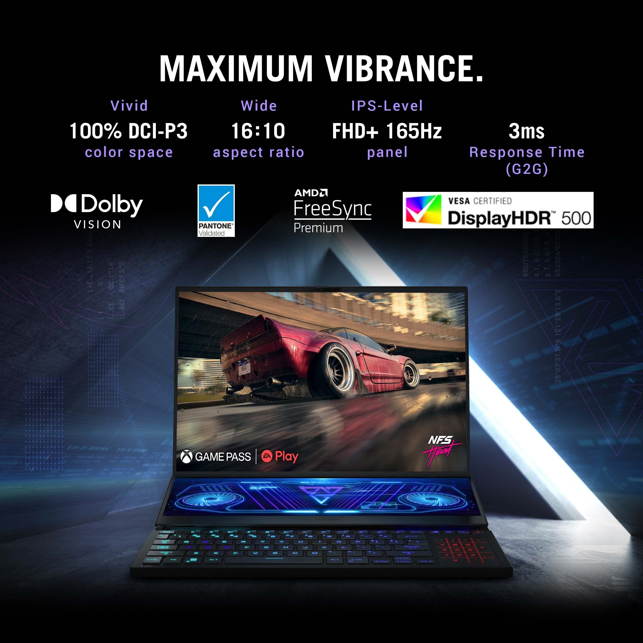 ASUS ROG Zephyrus Duo 16 (2022) Dual Screen Laptop, 16" (40.64 cm) FHD+ 165Hz/3ms, AMD Ryzen 7 6800H, 6GB RTX 3060, Gaming Laptop (32GB/2TB SSD/Windows 11/with Office/Black/2.50 Kg), GX650RMZ-LS019WS 5