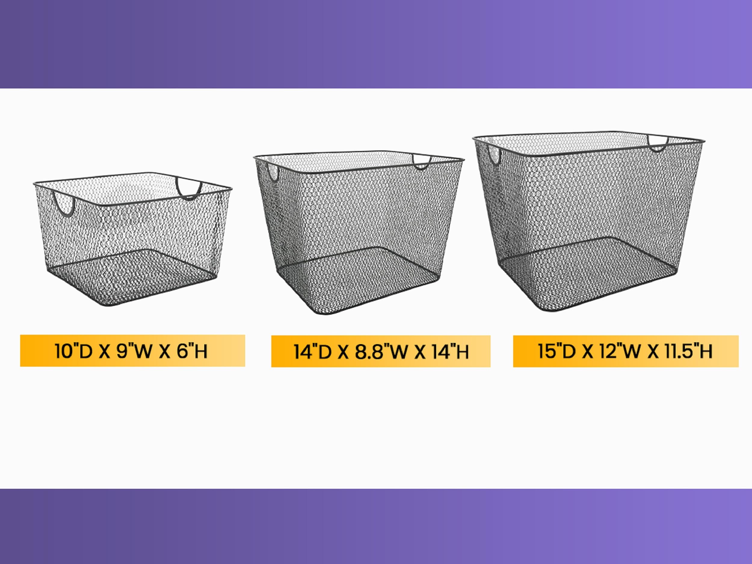 YBM Home Wire Mesh Kitchen Storage Basket Organizer for Organizing Household Pantry and Kitchen Cabinets - Multipurpose Wire Storage Baskets for Home, Dorm Room, Garage, Black - 6 Pack 5