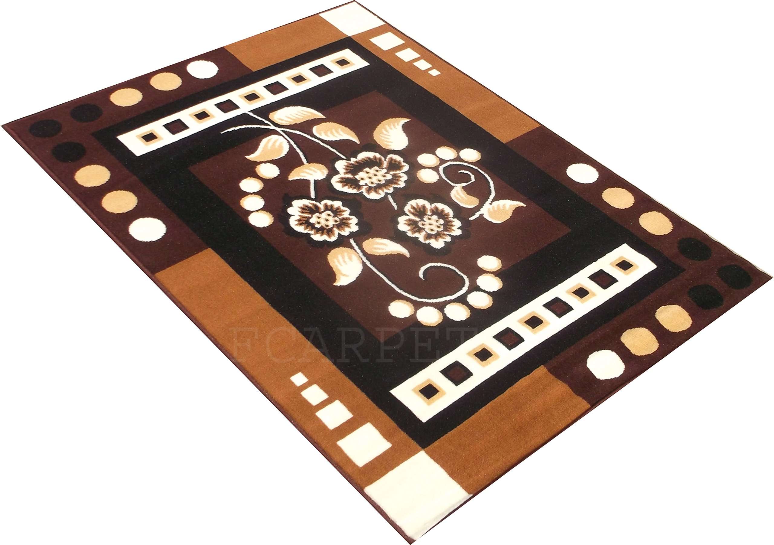 FCARPET Velvet Touch Rectangular Carpet For Home (7 X 10 Feet, Brown) 3