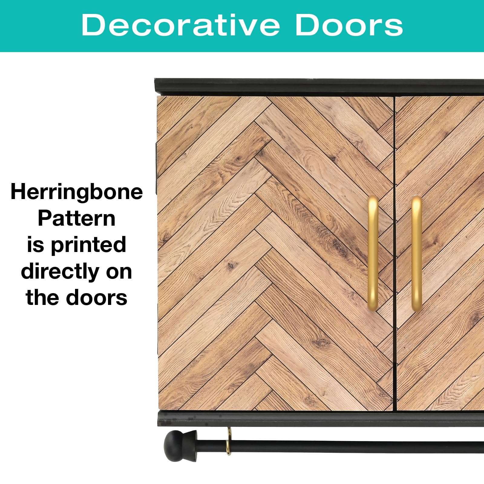 Wall Mounted Jewelry Organizer with Herringbone Wood Pattern. Jewelry holder for Necklaces, Earings, Bracelets, Ring Holder, and Accessories. Includes hooks for hanging jewelry - Black & Brown 5