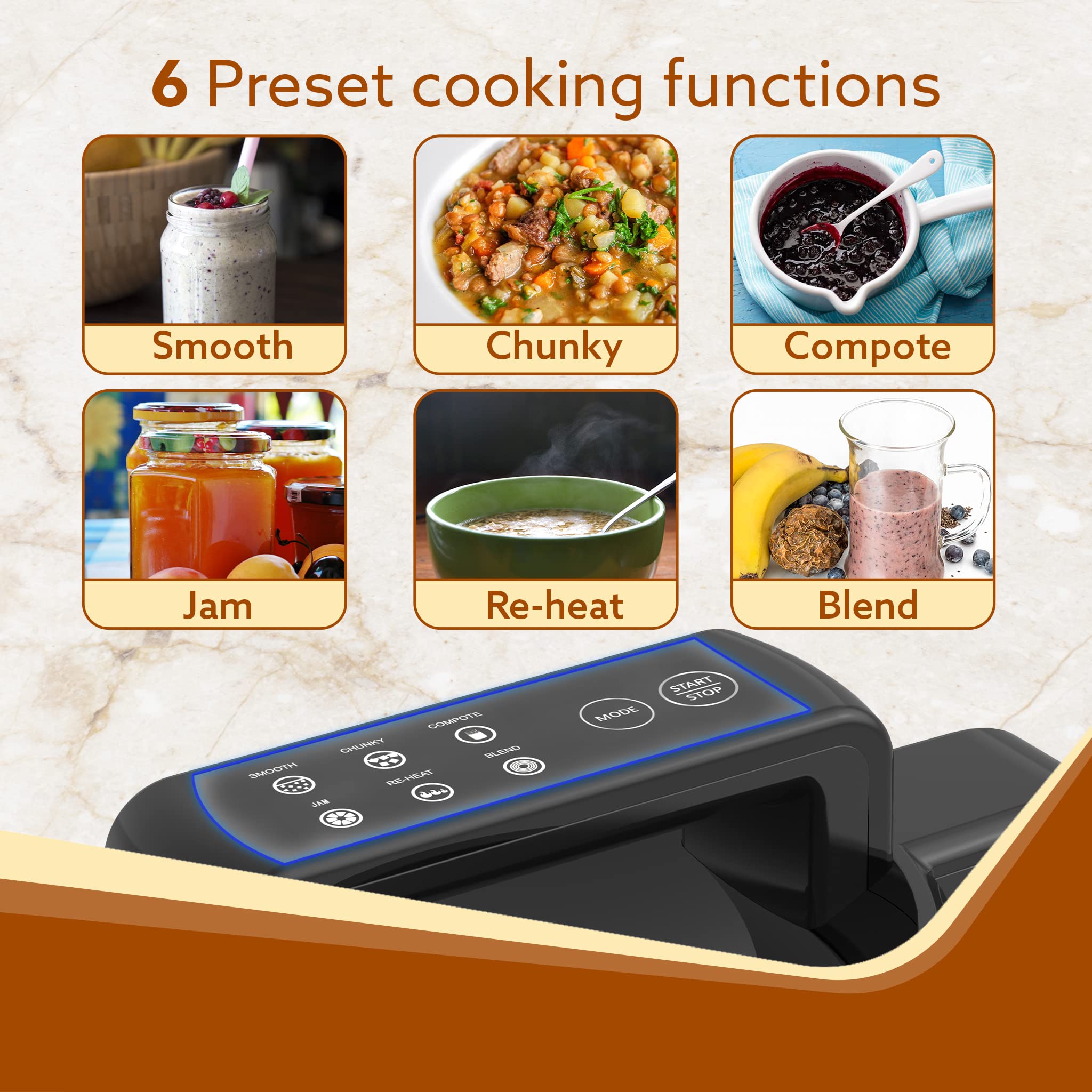 AGARO Elite Soup Maker, 1 Litre, Automatic Blending & Heating,6 Preset Cooking Functions, Copper Motor, Stainless Steel Blades, Grey 5