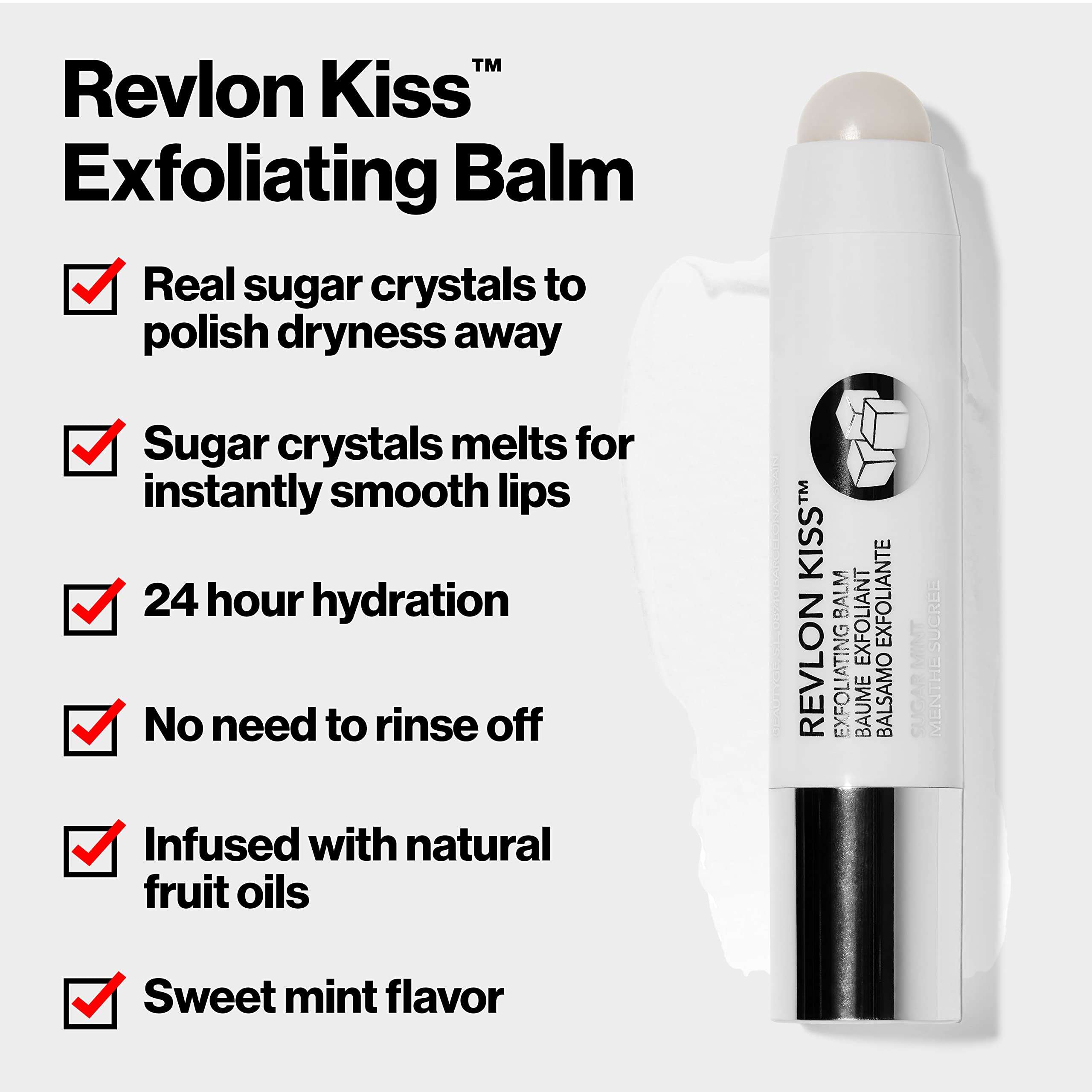 Revlon Lip Scrub Balm, Kiss Sugar Scrub Exfoliator, Lip Makeup with 24 Hour Long Lasting Hydration, Sugar Mint, 0.09 oz (Pack of 2) 3