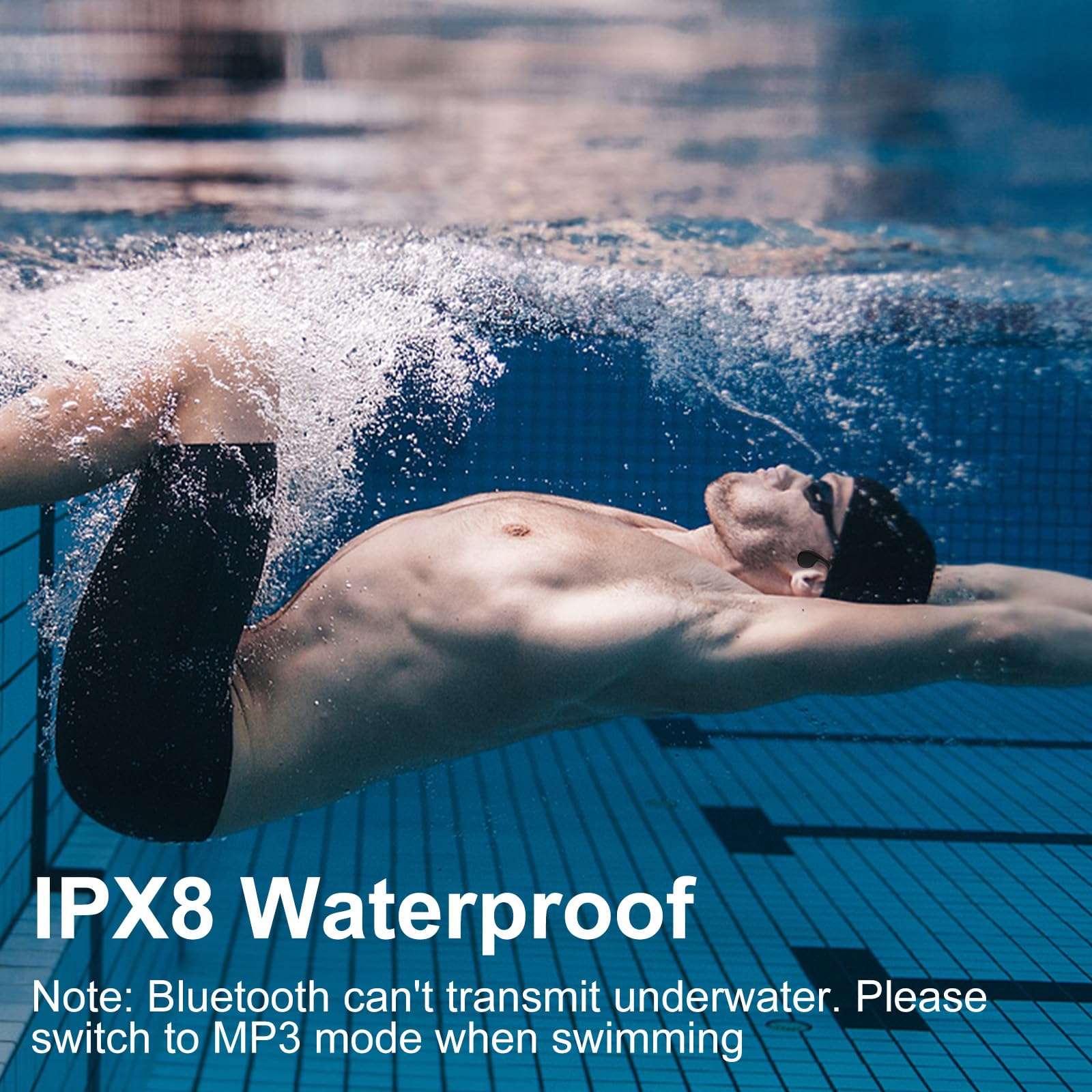 Bone Conduction Swimming Headphones, IPX8 Waterproof MP3 Player Open-Ear Headphones, Bluetooth 5.4 Bone Conduction Headphones, Wireless Sports Earbuds for Swimming, Running, Cycling (Black) 3