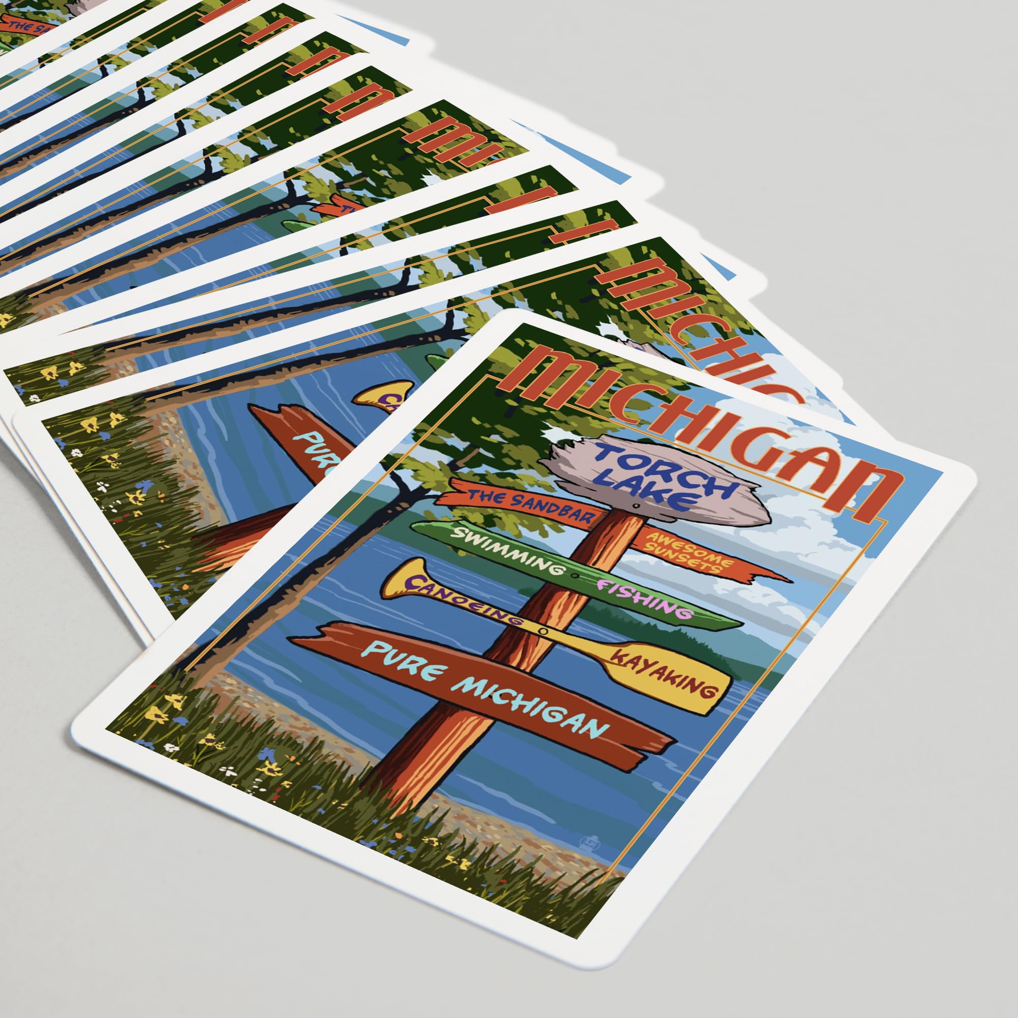 Lantern Press Torch Lake, Michigan, Pure Michigan, Sign Destinations (52 Playing Cards, Poker Size Card Deck with Jokers) 5