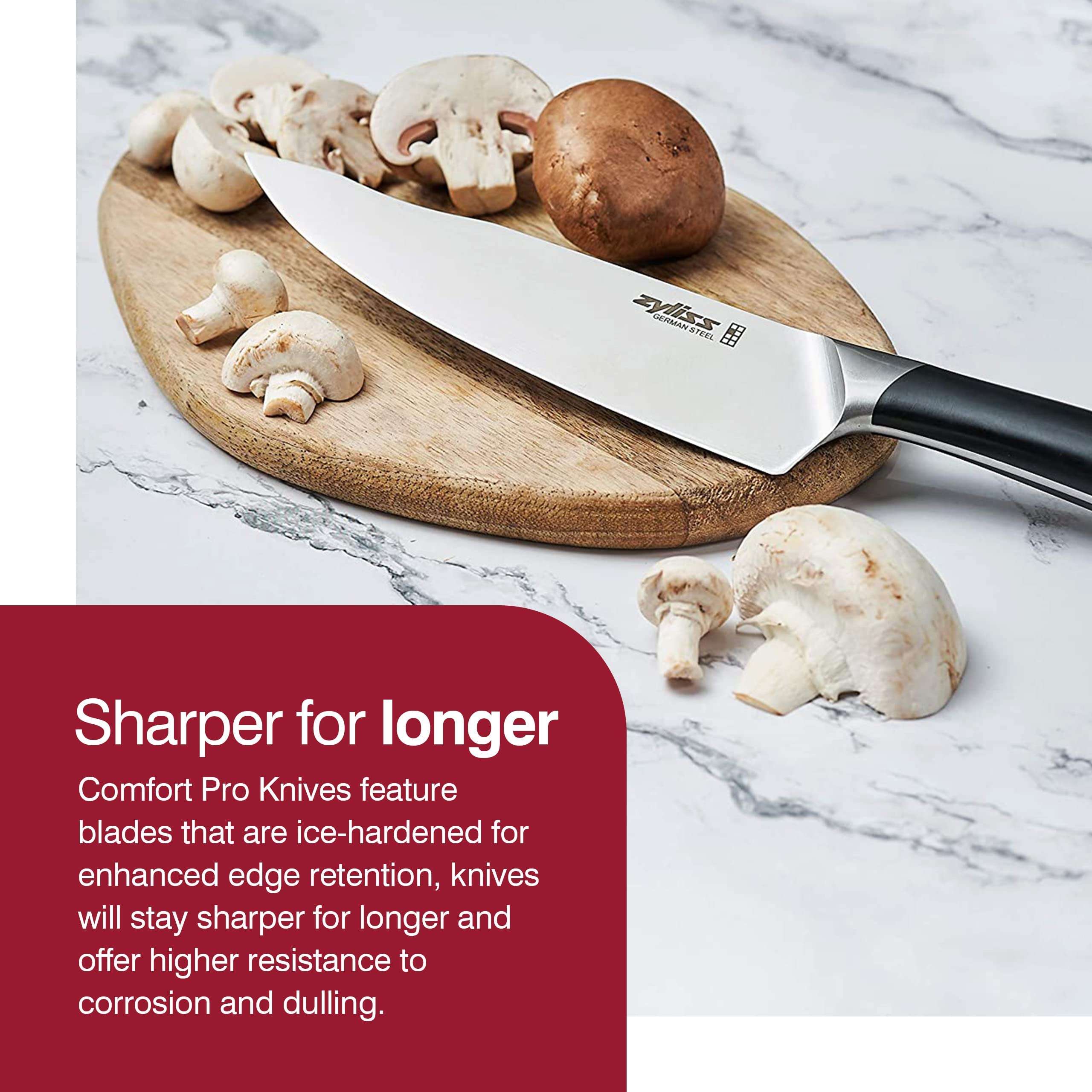 Zyliss Comfort Pro 12-Piece Cutlery Block Set - German Stainless Steel Kitchen Knife Set - Dishwasher Safe Knife Set & Acacia Knife Storage Block - 12 Pieces 4