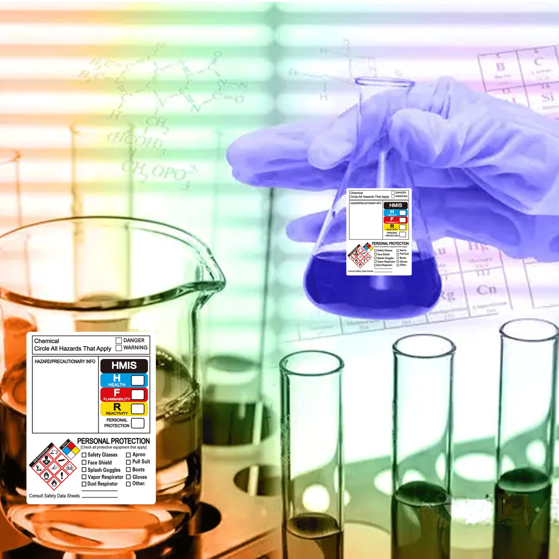 SDS OSHA Data Labels for Chemical Safety Data 4 x 3 Inch GHS Secondary Container Label-250 Pcs MSDS Stickers with GHS Pictograms Write-in Hazard Chemical Identifying and Marking Sticker Decals 2