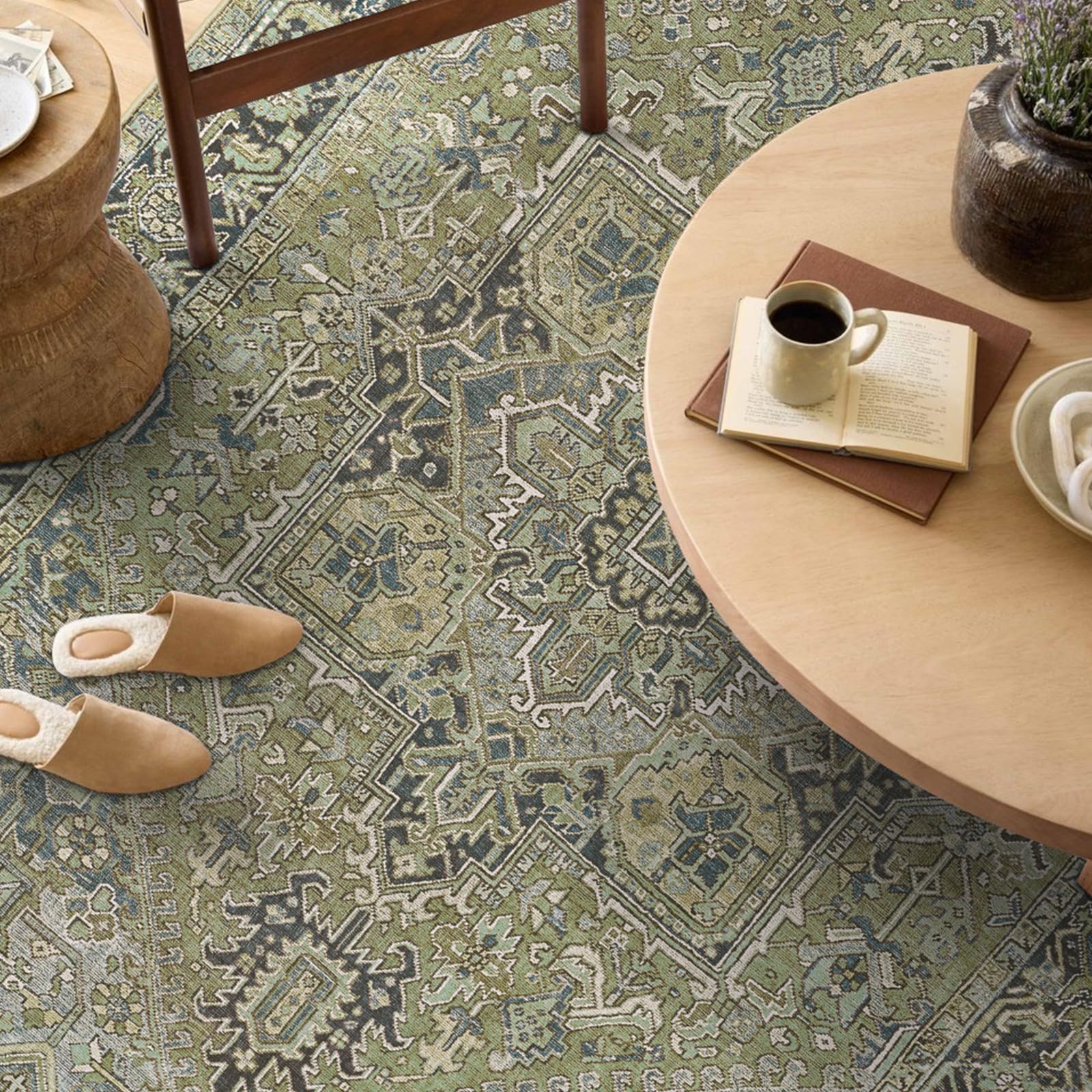 Worxvell Washable Rugs 3x5 - Non-Slip Entryway Rugs for Bedroom, Distressed Entry Throw Rug Indoor Front Door Mat Vintage Accent Area Rug Low Pile Carpet for Entrance Living Room Kitchen 4