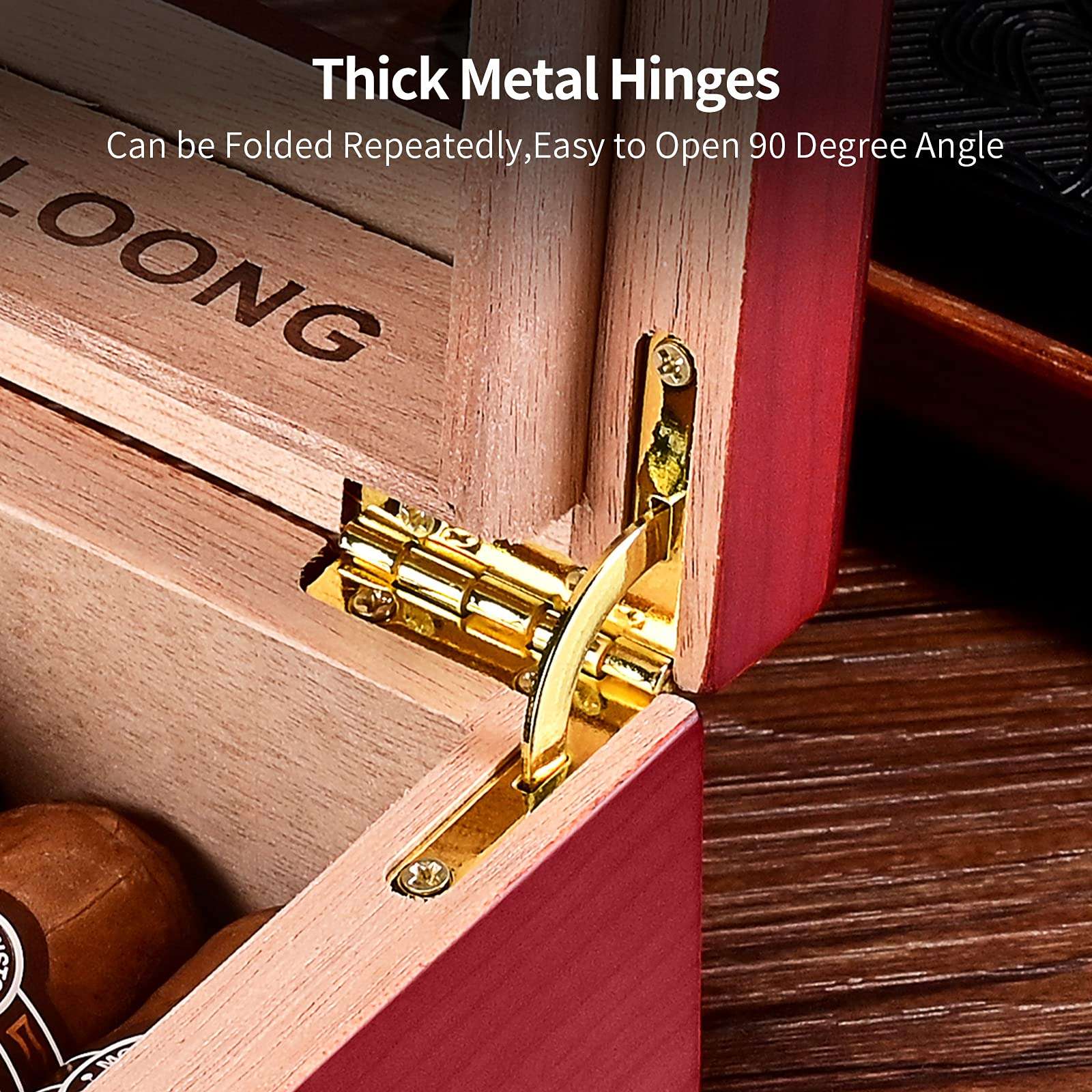 CIGARLOONG Cigar Humidor Cedar Wood Classic Cigar Box with Digital Hygrometer and Humidifier Holds 20-35 Cigars(Color:Cherry) 5