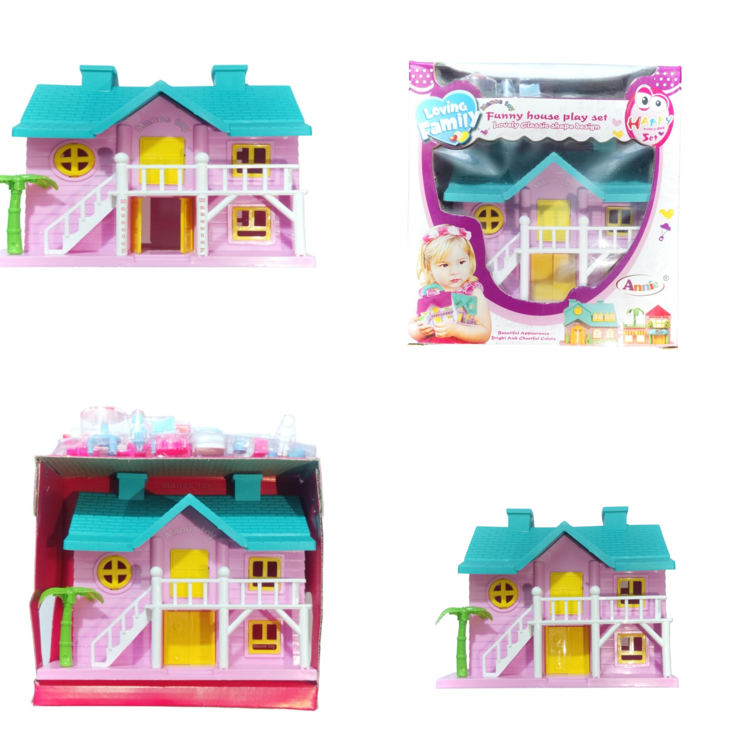 Kids Doll House with Accessories, Playhouse Building Set for Girls, Blue 4