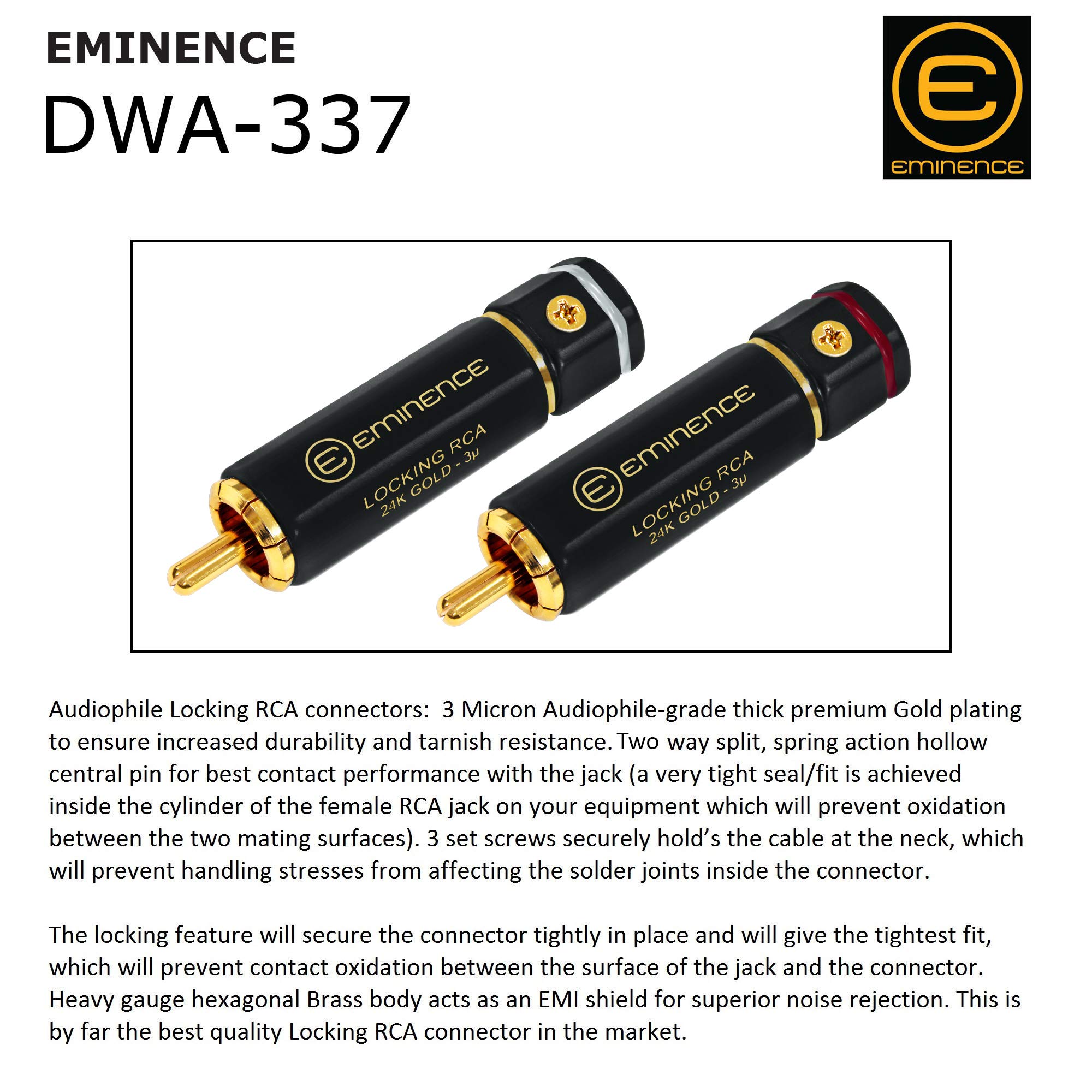 WORLDS BEST CABLES 3 Foot RCA Cable Pair - Canare L-4E6S, Star Quad, Audio Interconnect Cable with Premium Gold Plated Locking RCA Connectors - Directional - Custom Made 5