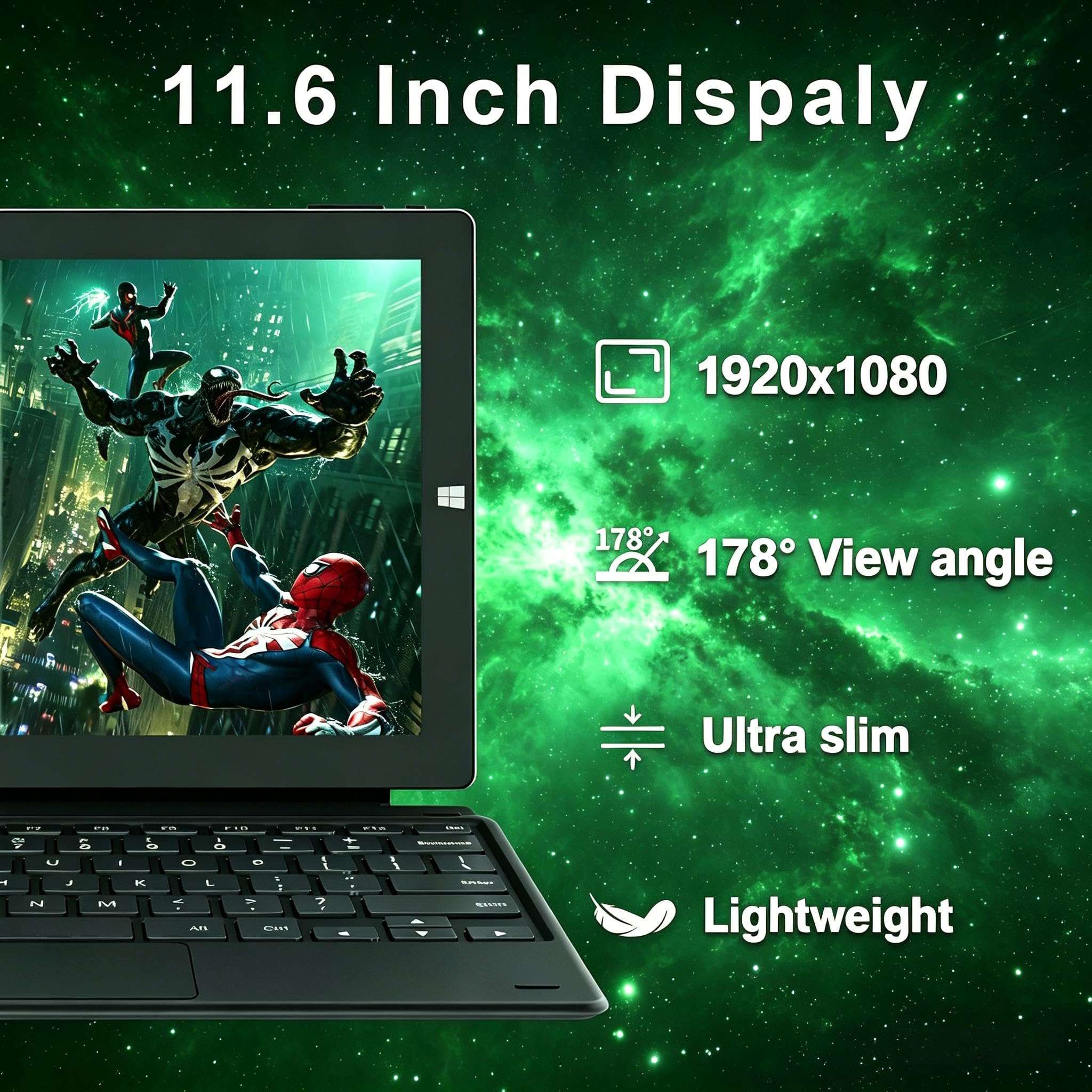 ZAOFEPU 2 in 1 Laptop Windows Tablet, 11.6" Touchscreen Tablets with Keyboard, 6GB RAM 128GB SSD, 2.7GHz, WiFi-2.4G/5G, BT4.2/HDMI/USB3.0/Dual Camera/SD Card Slot 5