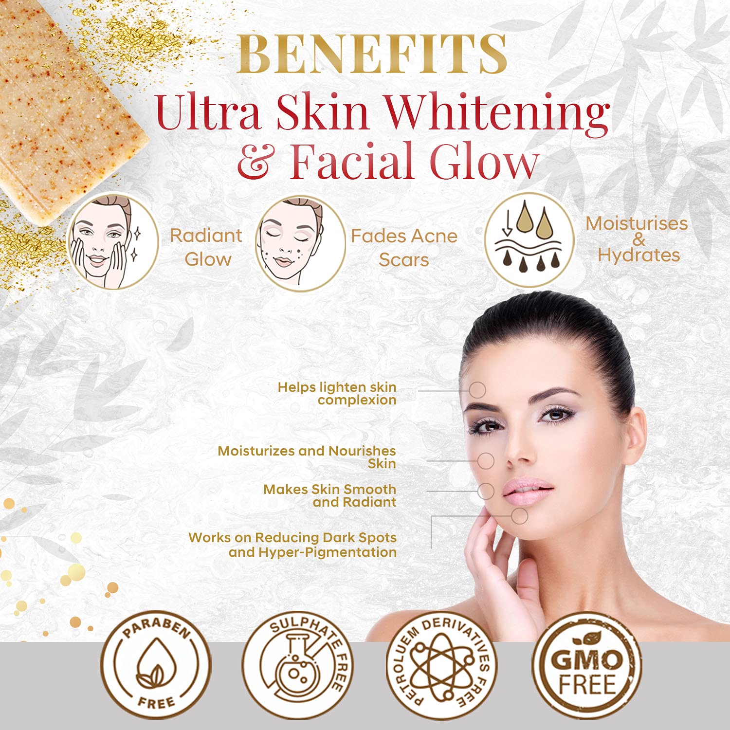 AURLIA 24 Carat Gold Ayurvedic Handcrafted Bathing Bar For All Skin Types -50g*2pcs (100g) 3