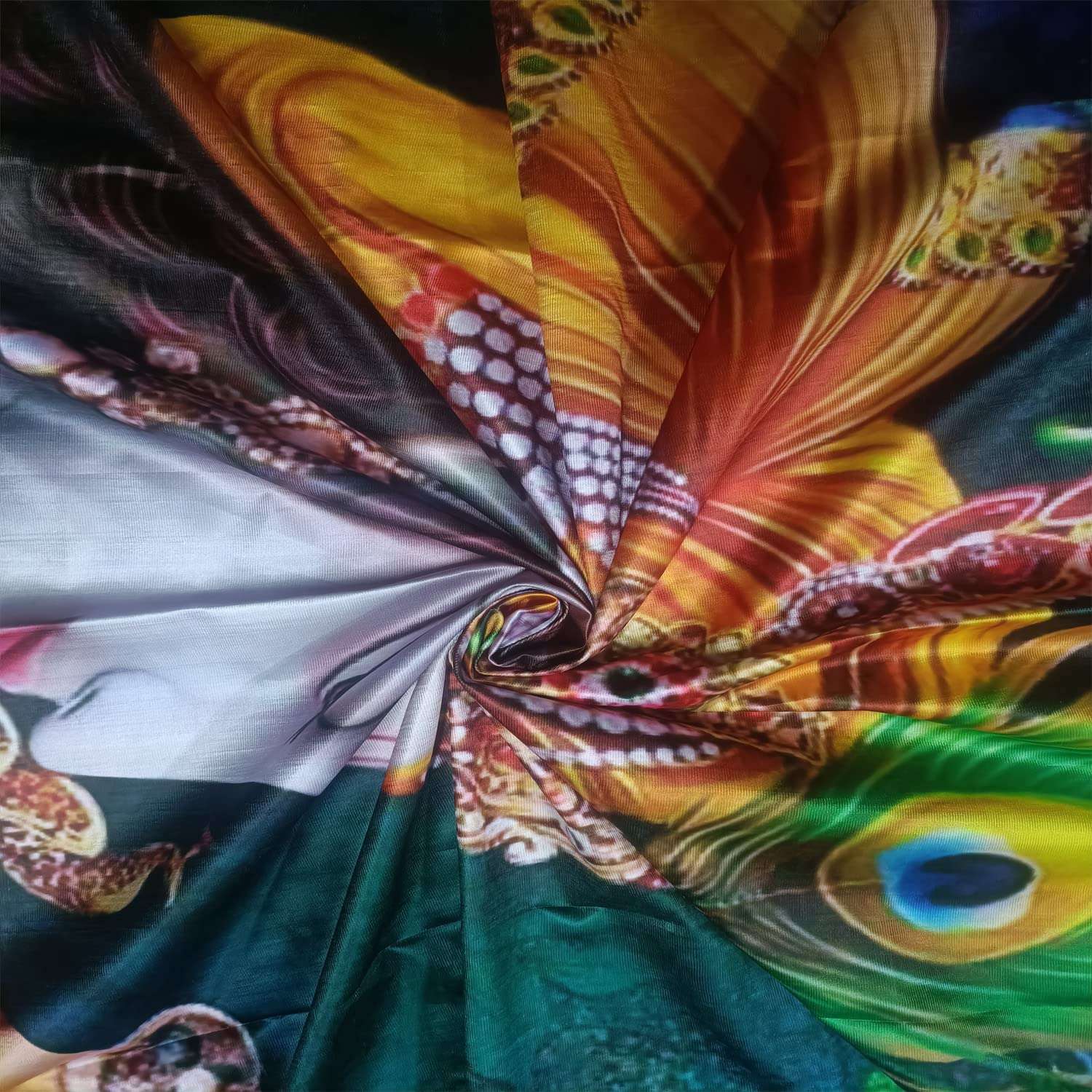 VJK FAB 3D Digital Printed Heavy Fabric Radha Krishna Kanha God Design Curtains for Pooja Room, Temple, Mandir, Home 4x5 feet Long Curtains Set of 1 Pc 5