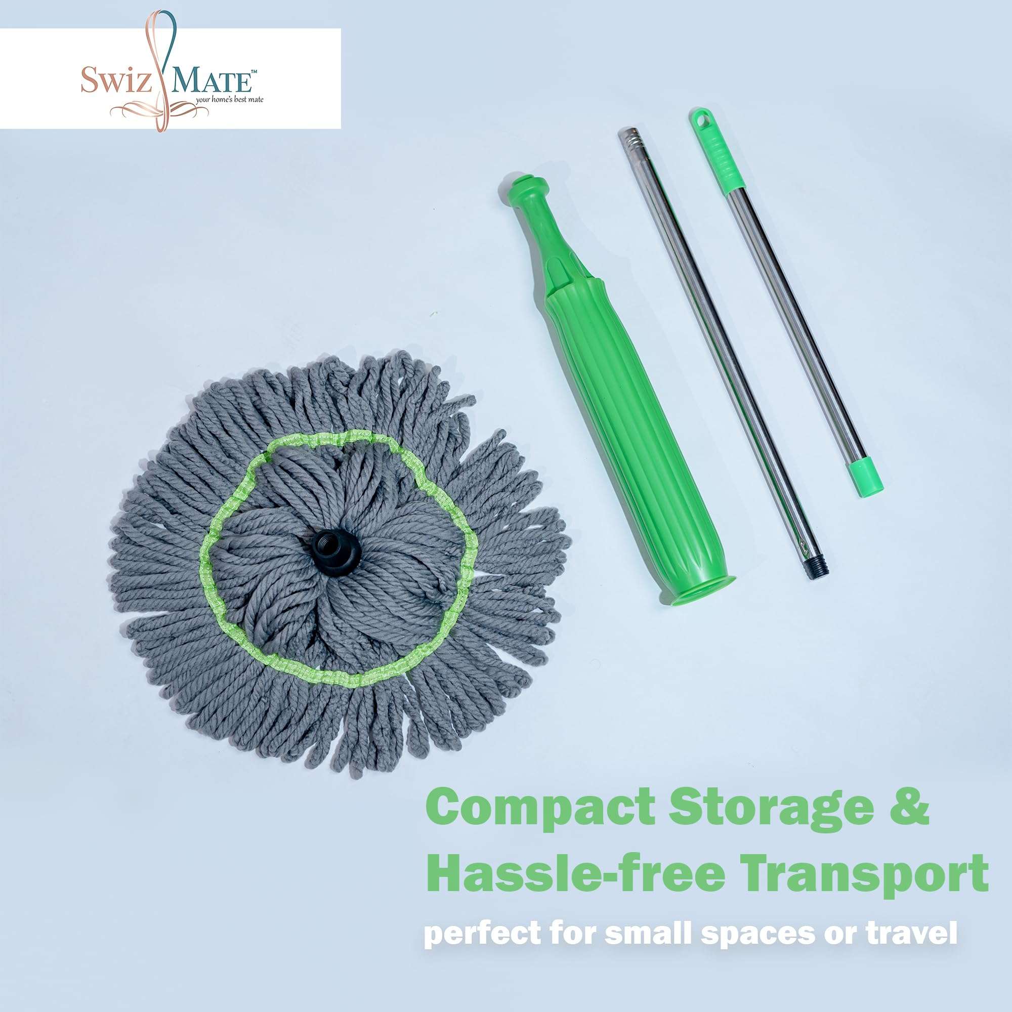 Swiz Mate™ Microfiber Twist Mop with Squeeze Stick - Super Absorbent Floor Cleaner for Hardwood, Tile & All Surfaces | Durable Handle, Easy-Use Dust & Dirt Removal (Floor Cleaning) 6