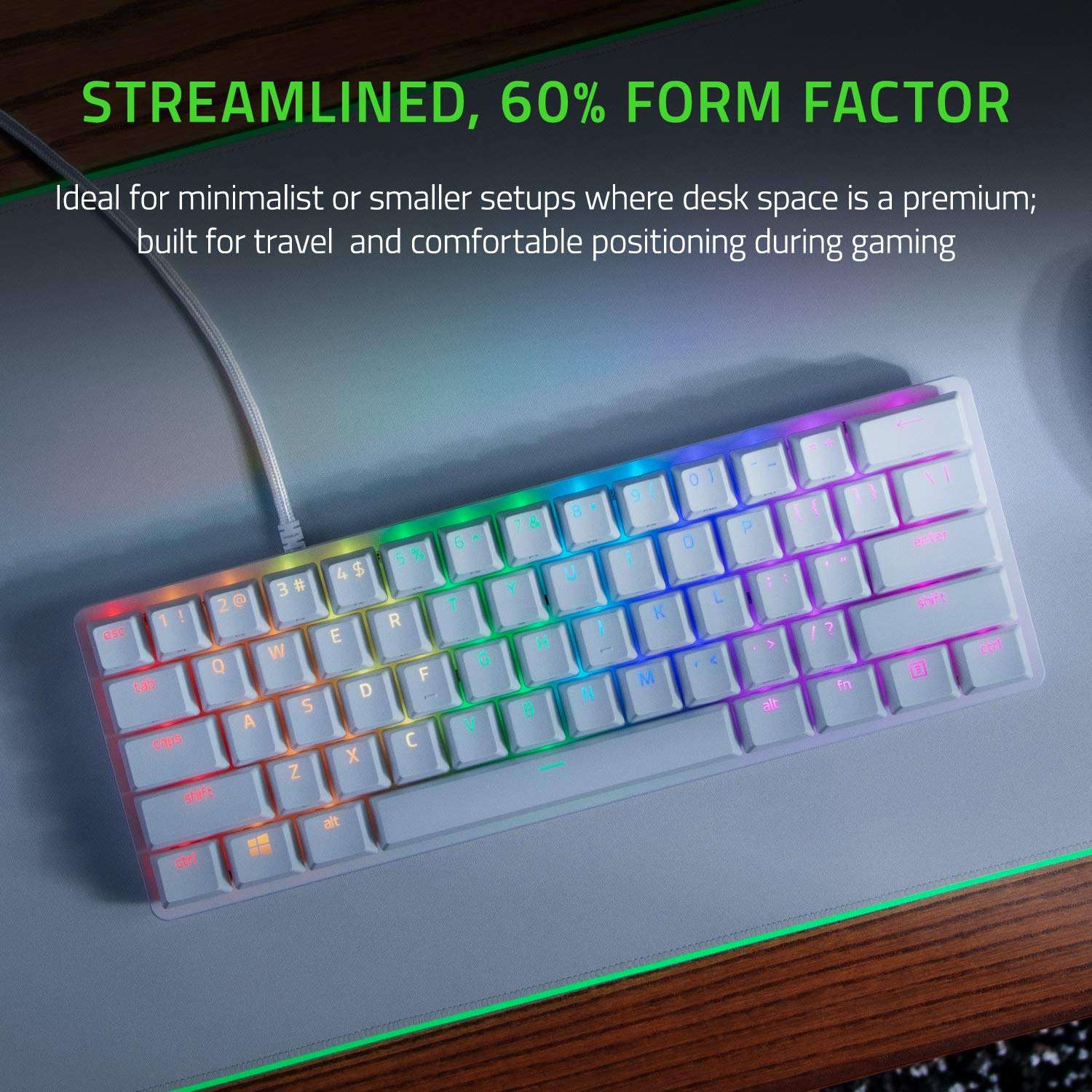 Razer Huntsman Mini 60% Gaming Keyboard + Goliathus Extended Chroma Bundle: Linear Optical Switches - Mercury White 4