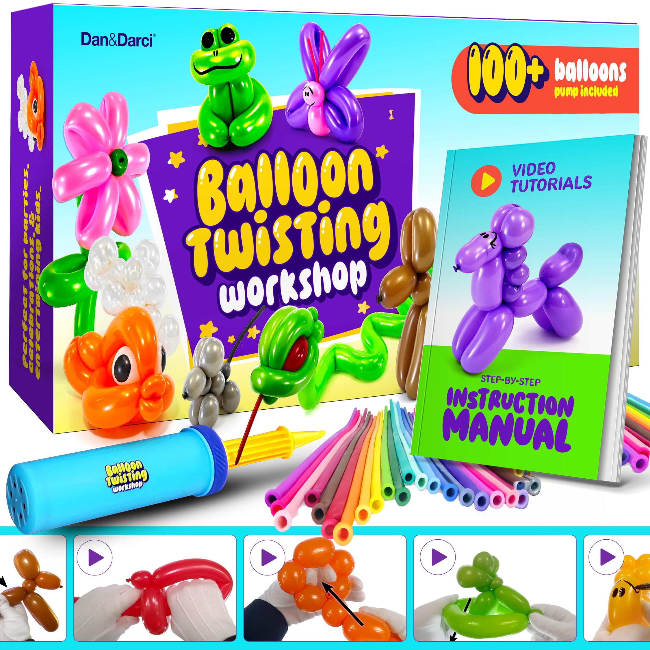 Balloon Animal Twisting Kit With Pump for Kids - Boy & Girl Birthday Gifts for Girls and Boys - Arts and Crafts for Kids Ages 8-12 - 6 7 8 9 10 11 12 Year Old Girl Birthday Gift - Animal Balloons 1