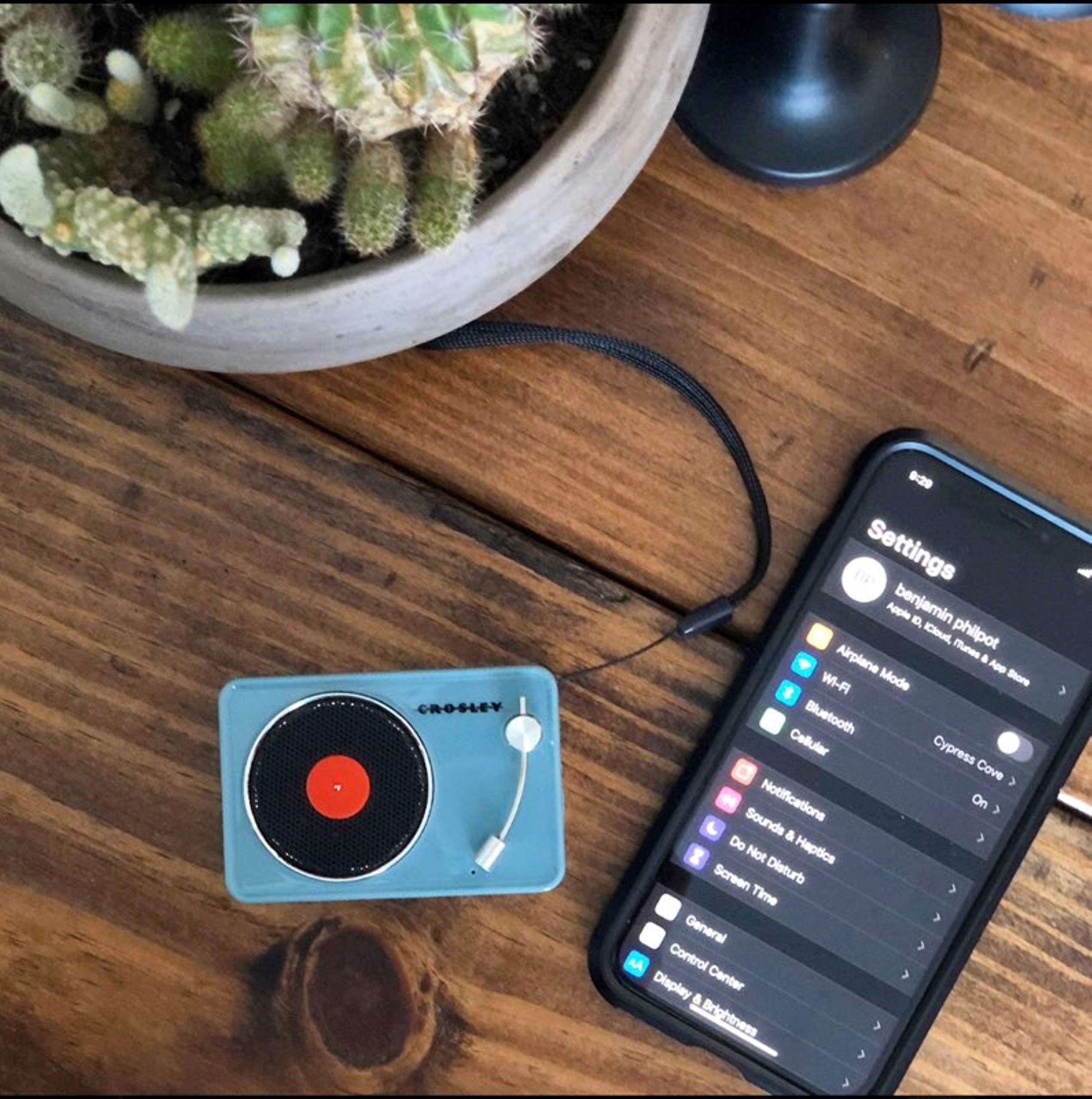 Crosley CR3029A-TN Portable Mini Turntable Bluetooth Speaker, Tourmaline 5