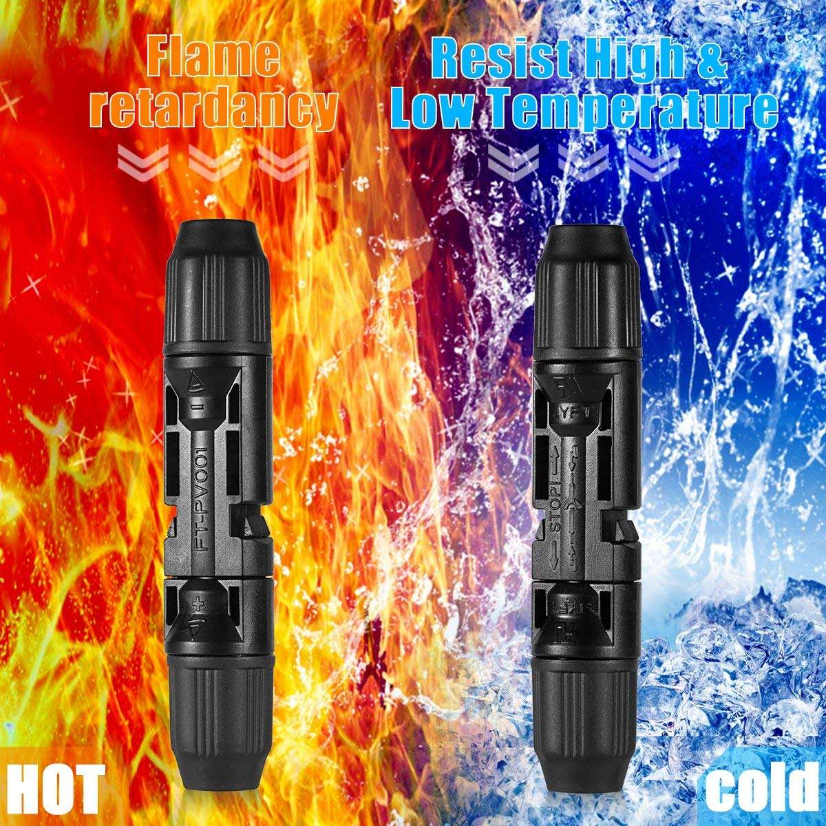 JYFT Solar Panel Cable Connectors Male/Female IP67 30A 1000V DC (1Pair) 6