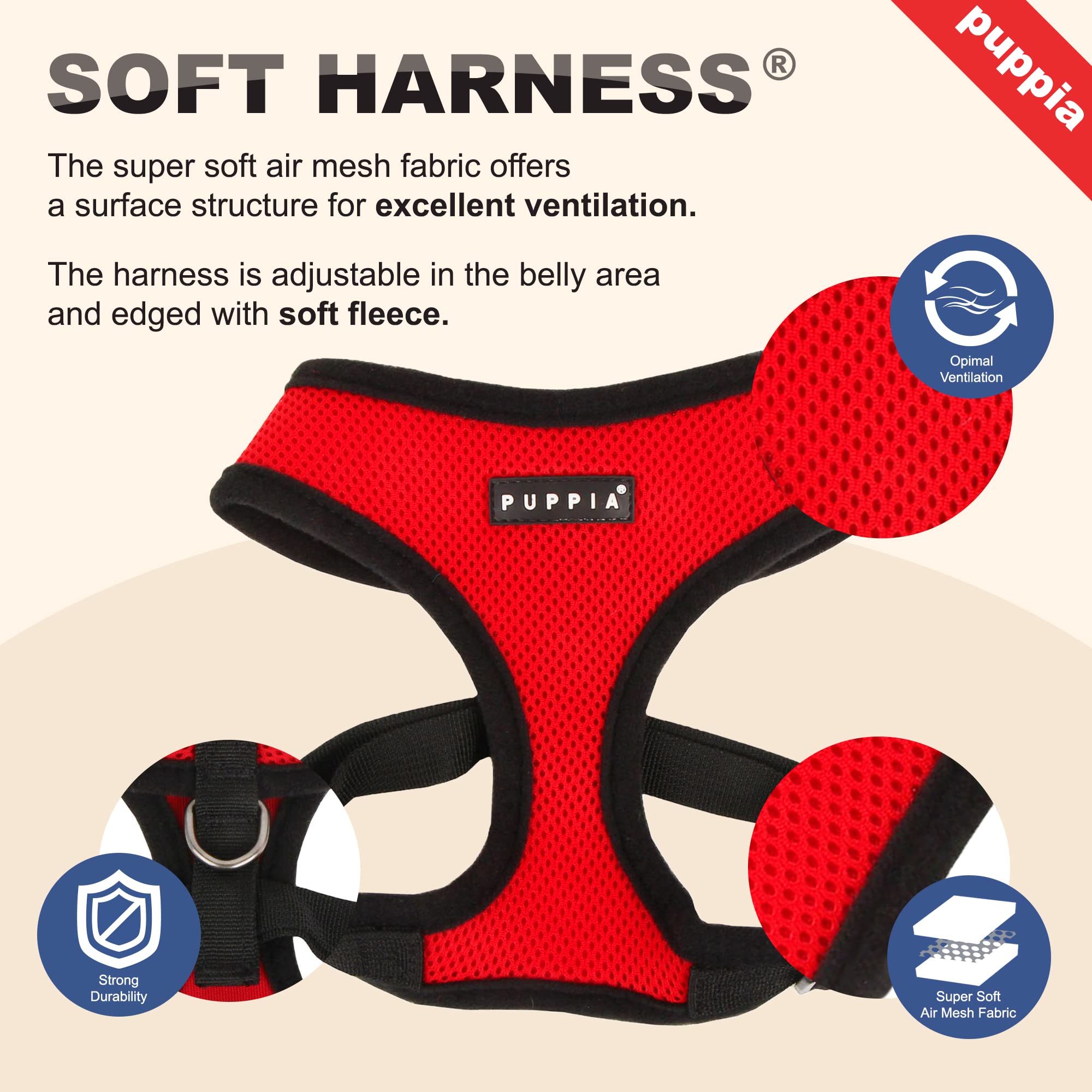 Puppia Soft Dog Harness, Sky Blue, X-Large 4